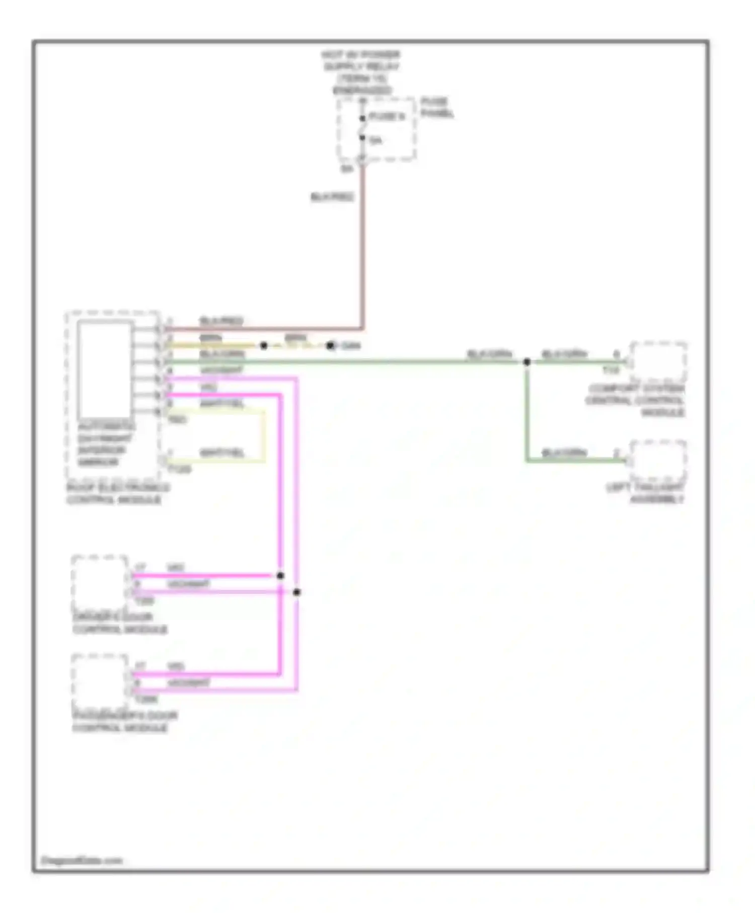 Wiring diagram driver's door control module for Audi A6 С6 (2004-2008) (1 of 4)