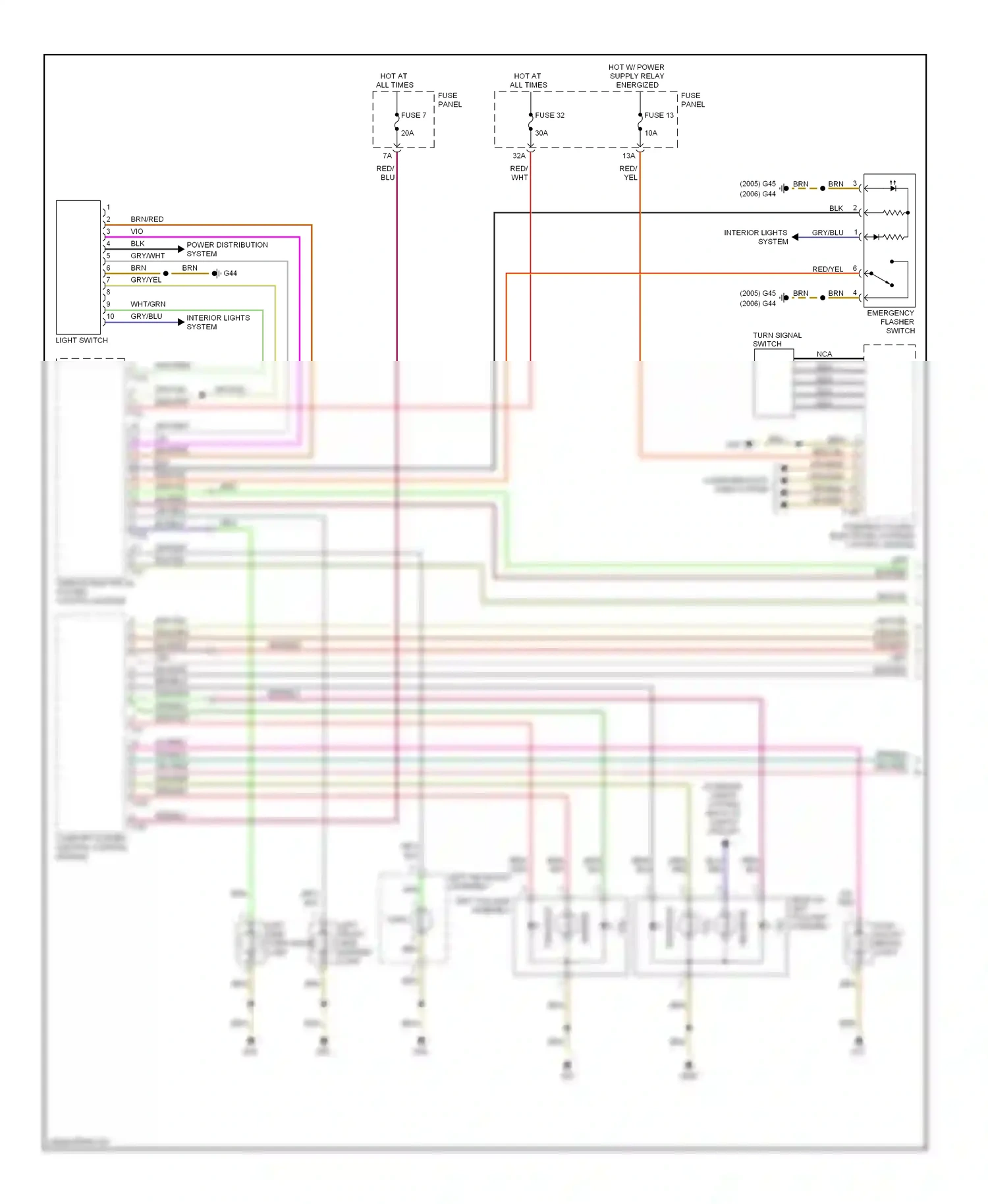 Audi A6 С6 (2004-2008) tail wiring diagram  (1 of 2)