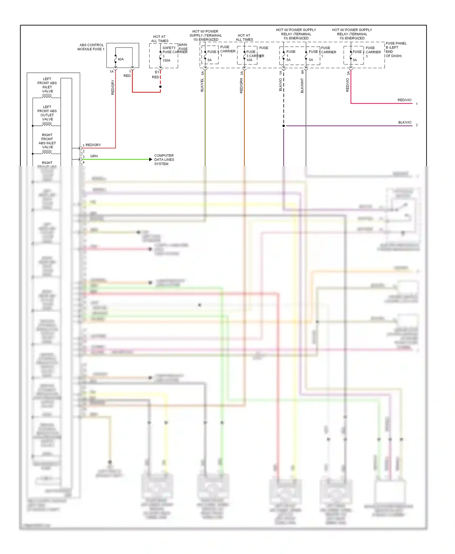 Audi A7 I (2010-2014) abs control module (left side of engine compt) wiring diagram  (1 of 2)