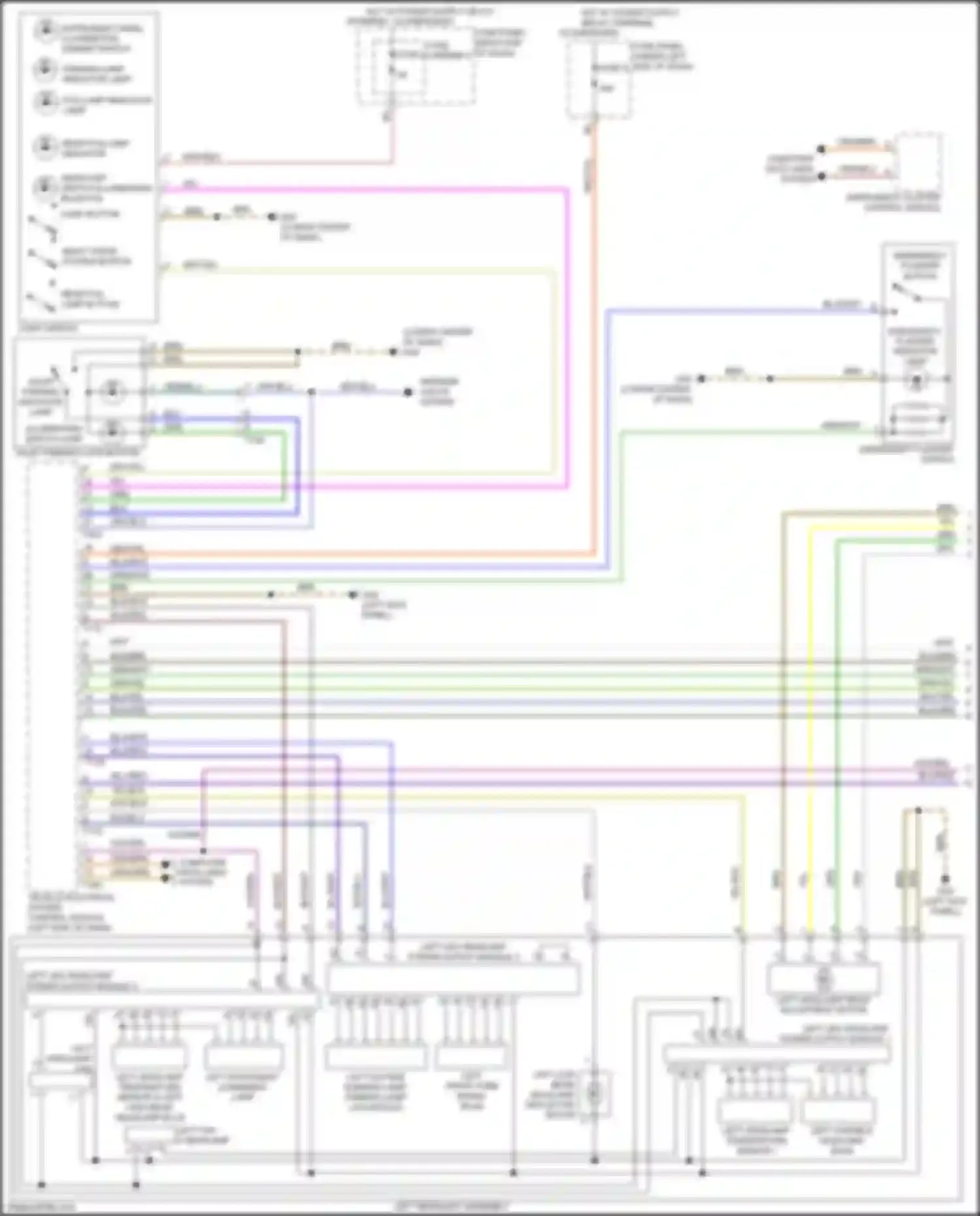 Wiring diagram left headlamp temperature sensor 2, left high beam headlamp bulb for Audi A7 I (2010-2014)