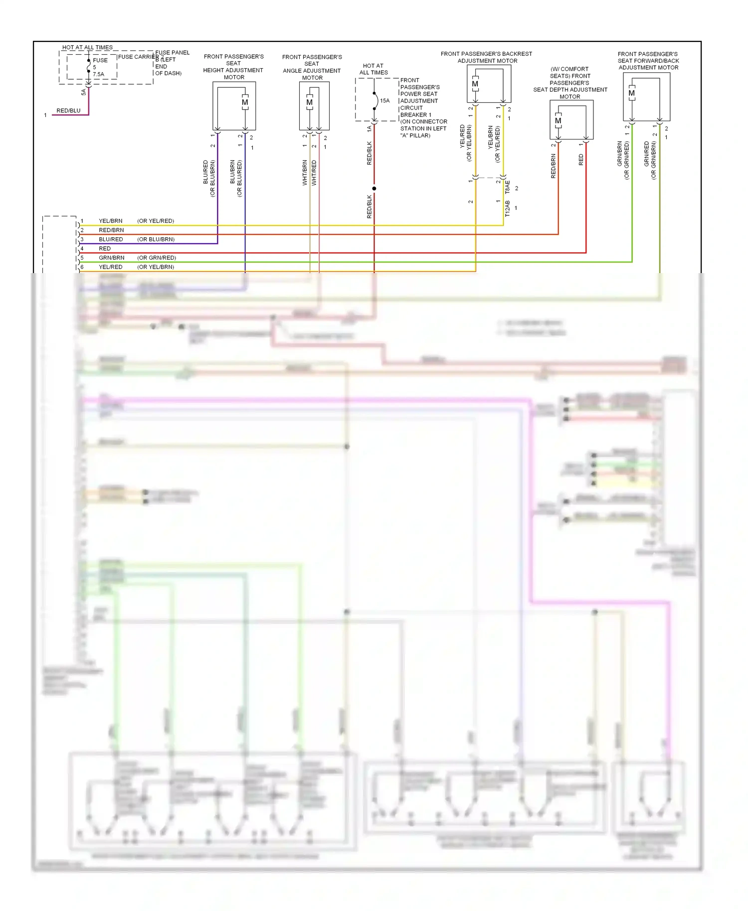Audi A7 I (2010-2014) front passenger's massage function button (w/ comfort seats) wiring diagram  (1 of 1)