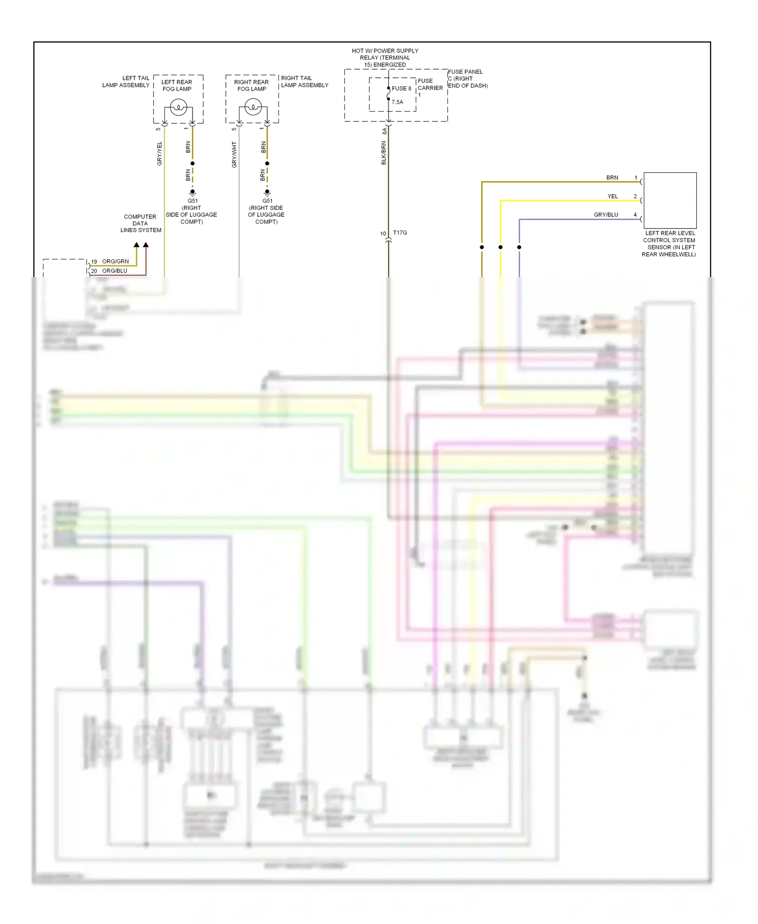Audi A7 I (2010-2014) headlamp range control module (left end of dash) wiring diagram  (1 of 2)