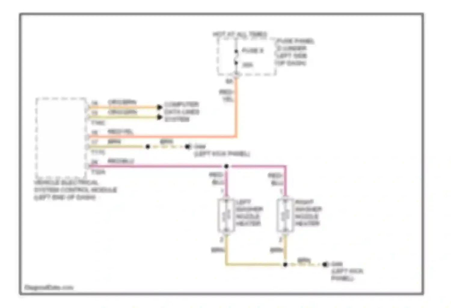 Wiring diagram right washer nozzle heater for Audi A7 I (2010-2014)