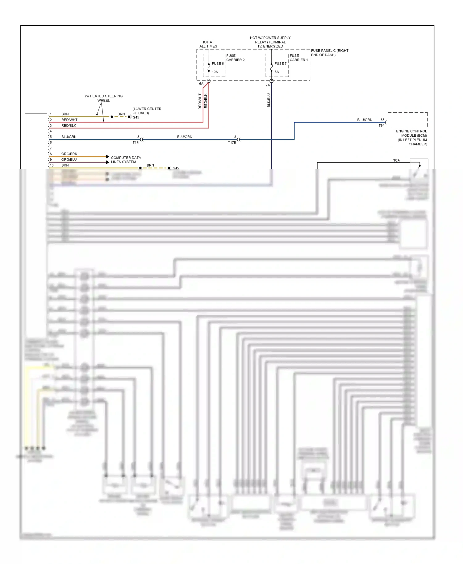 Audi A7 I (2010-2014) steering column electronic systems control module (top of steering column) wiring diagram  (6 of 9)