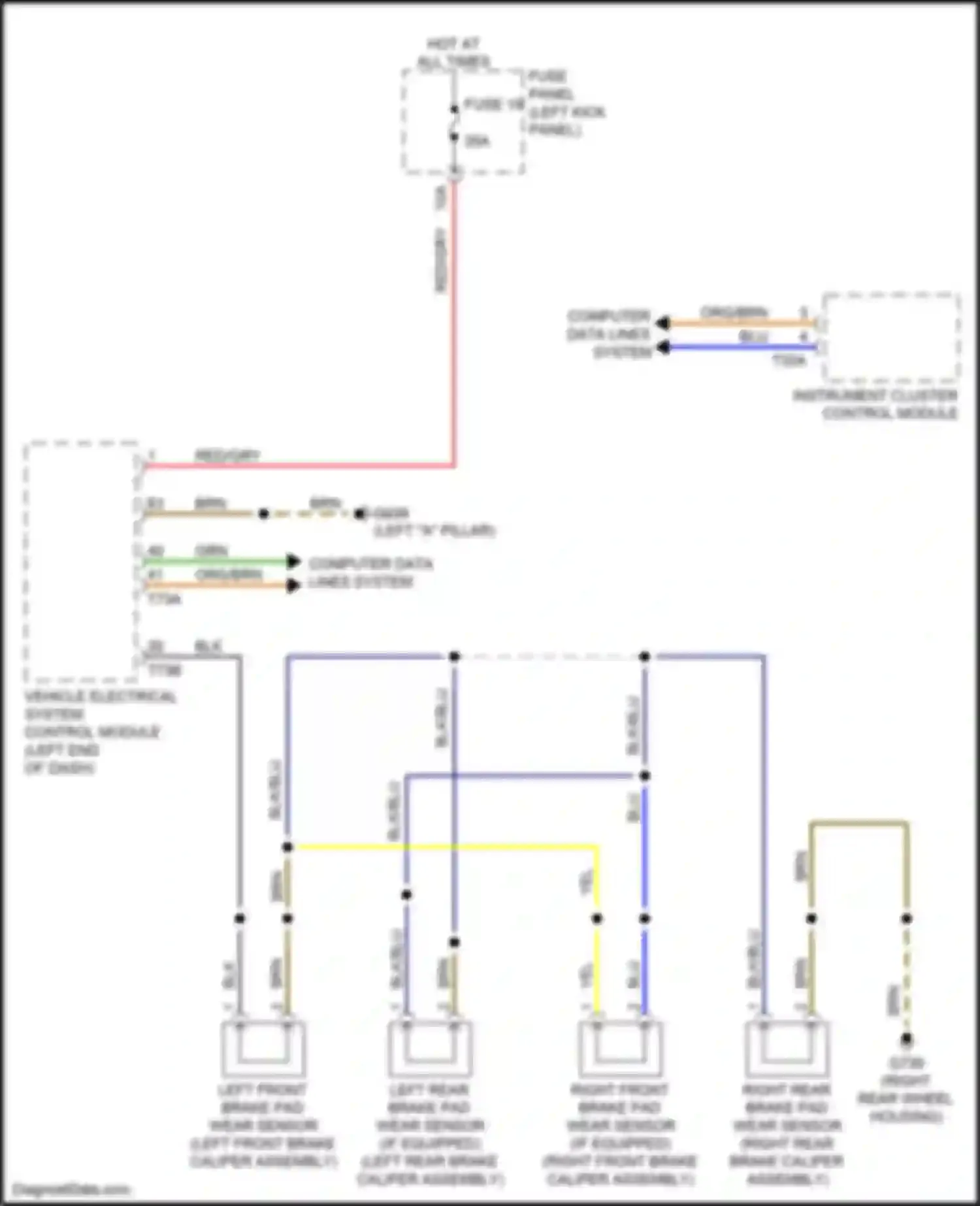A7 Audi II (2018-2023): Brake wear sensor circuit