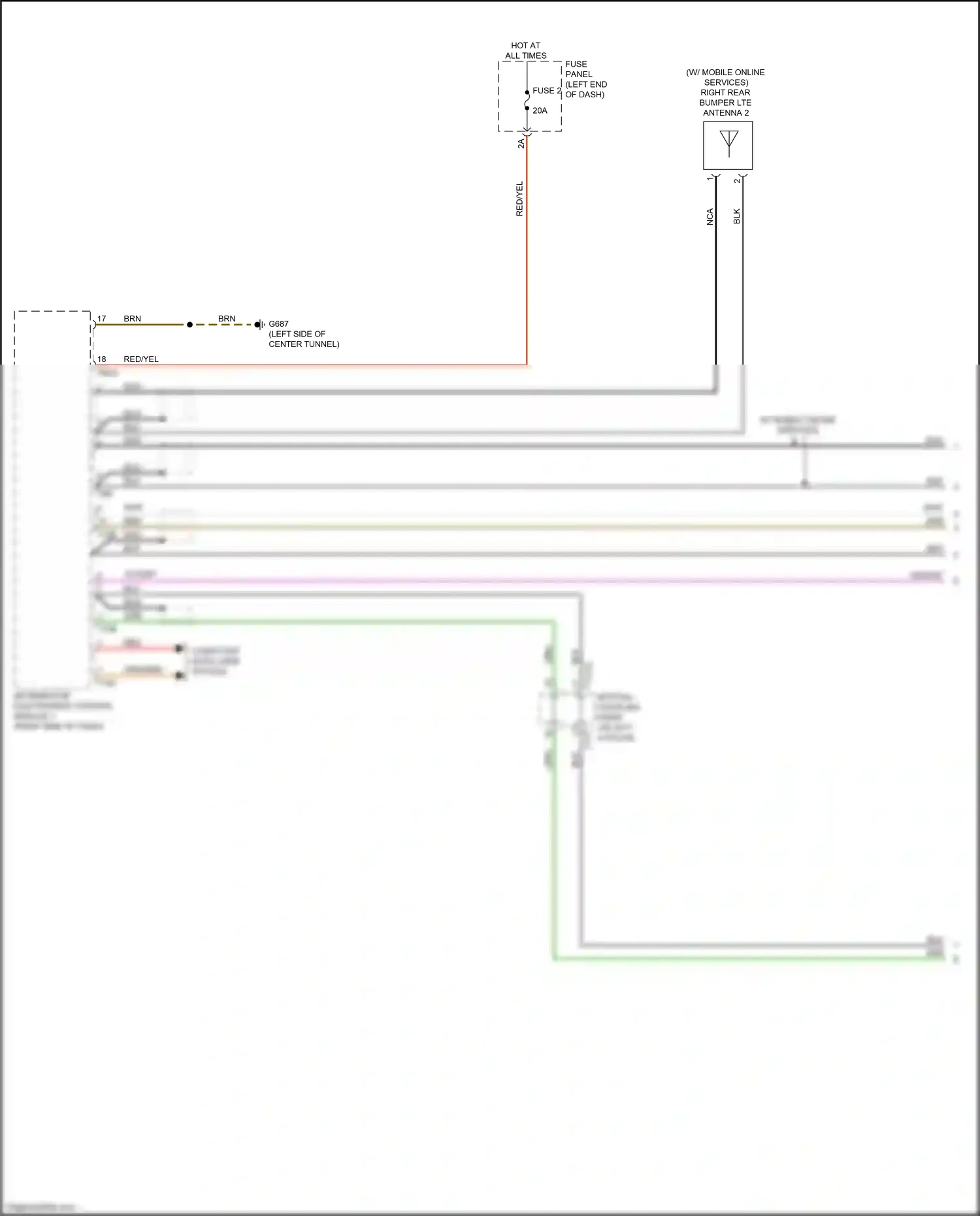 Audi A7 II (2018-2023) bottom coupling point on left a-pillar wiring diagram  (12 of 55)