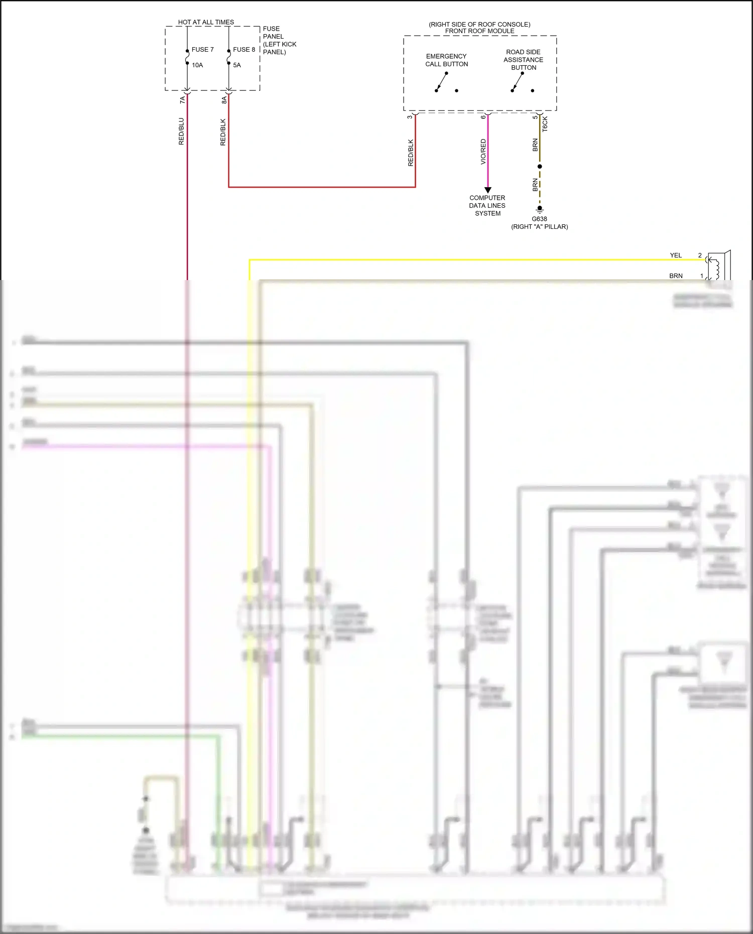 Audi A7 II (2018-2023) data bus on board diagnostic interface (below center of rear seat) wiring diagram  (3 of 3)