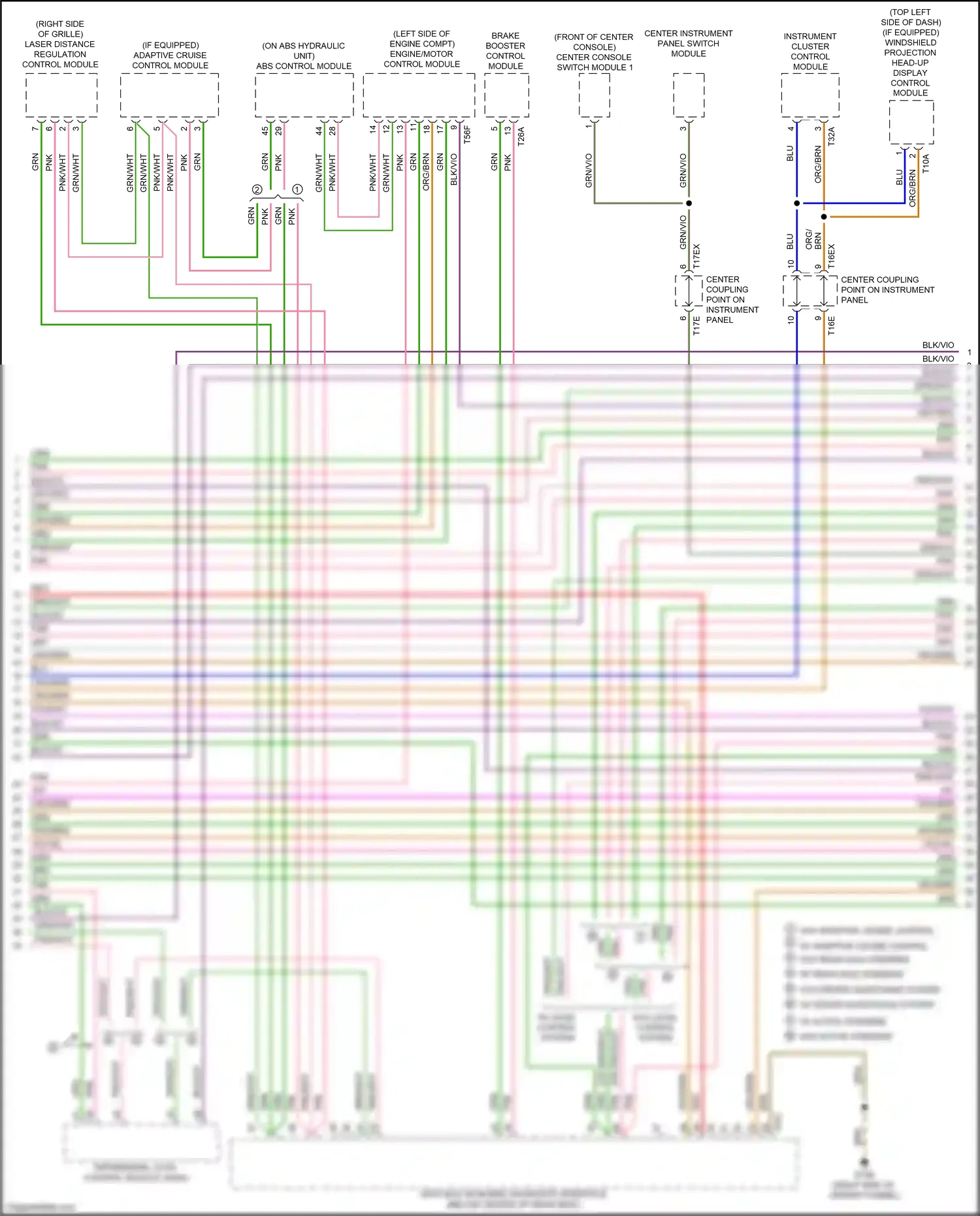 Audi A7 II (2018-2023) data bus on board diagnostic interface (below center of rear seat) wiring diagram  (2 of 3)
