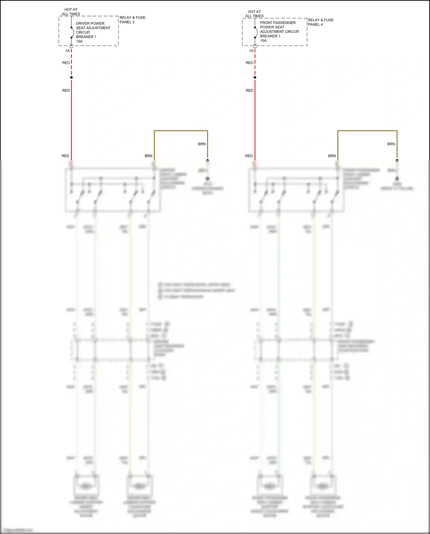 Audi A7 II (2018-2023) driver seat lumbar support adjustment switch wiring diagram  (2 of 3)