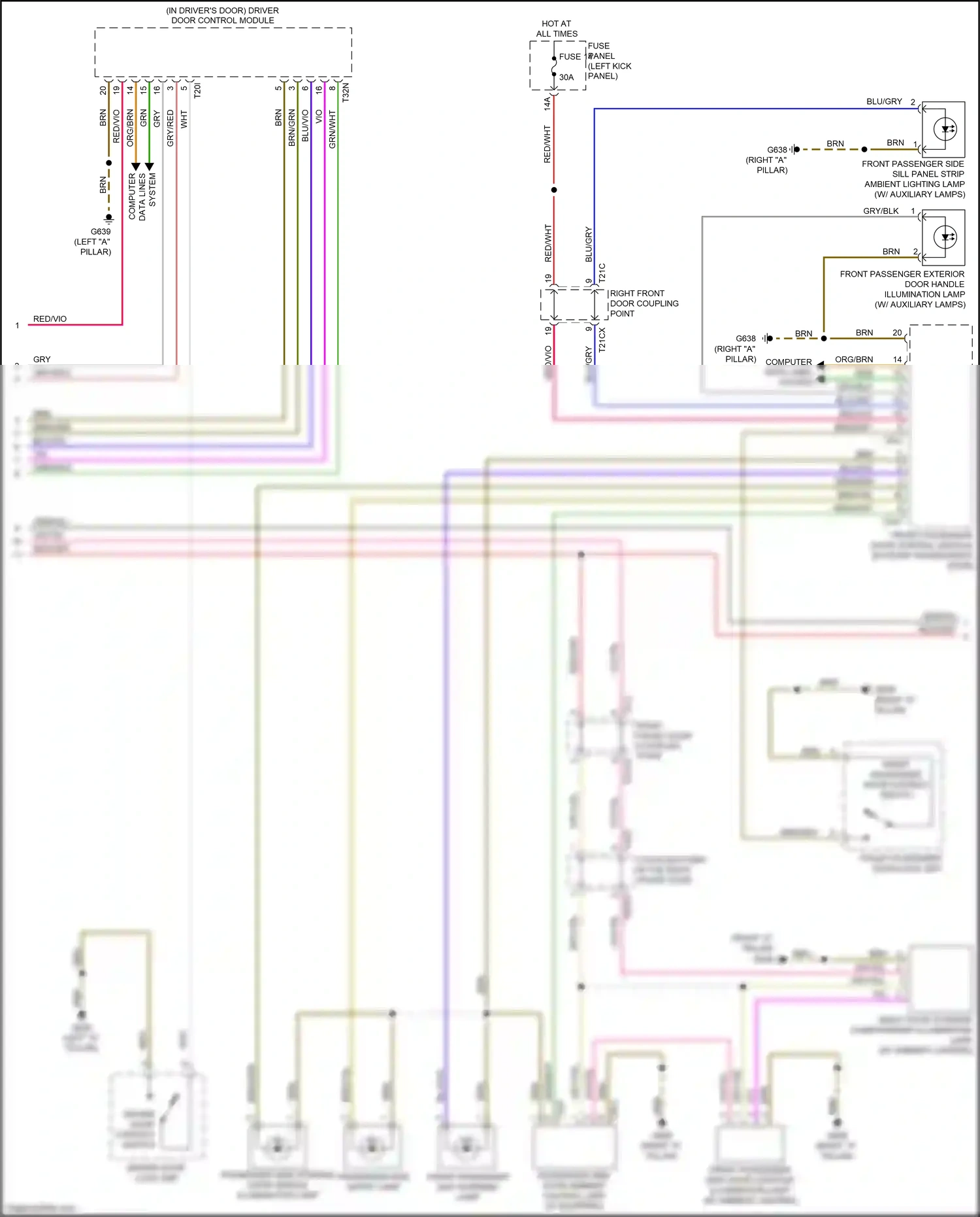 Audi A7 II (2018-2023) front passenger door control module wiring diagram  (12 of 15)