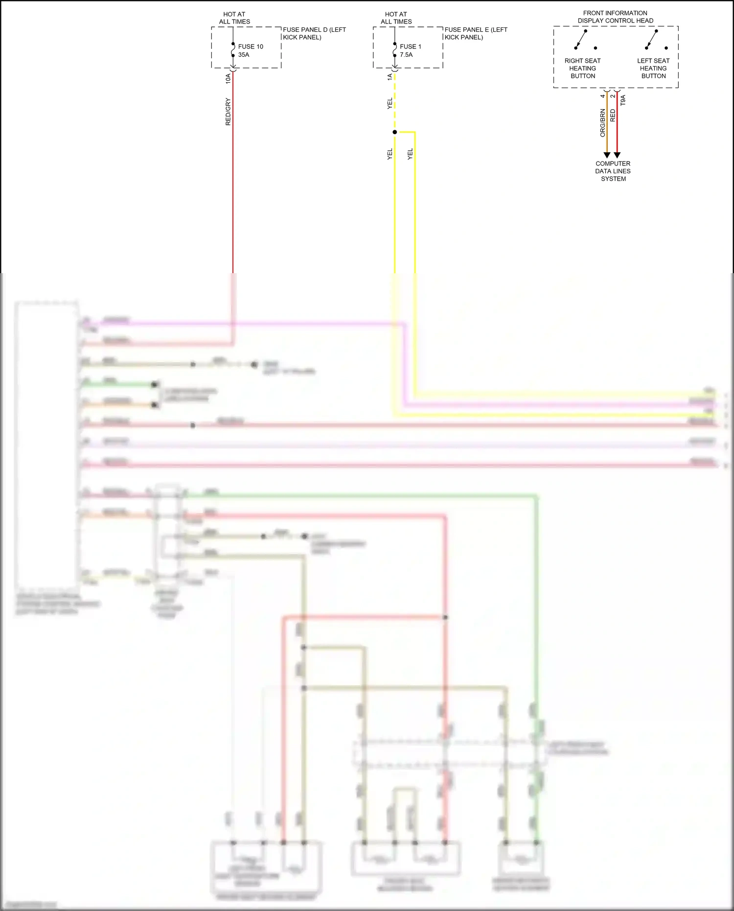 Audi A7 II (2018-2023) fuse panel d (left kick panel) wiring diagram  (3 of 3)