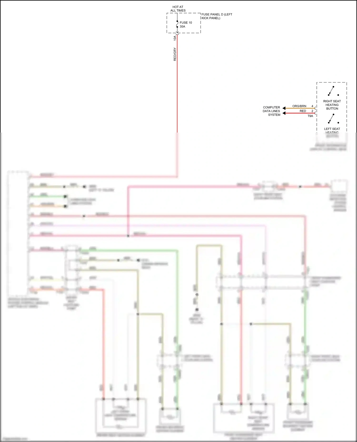 Audi A7 II (2018-2023) fuse panel d (left kick panel) wiring diagram  (2 of 3)