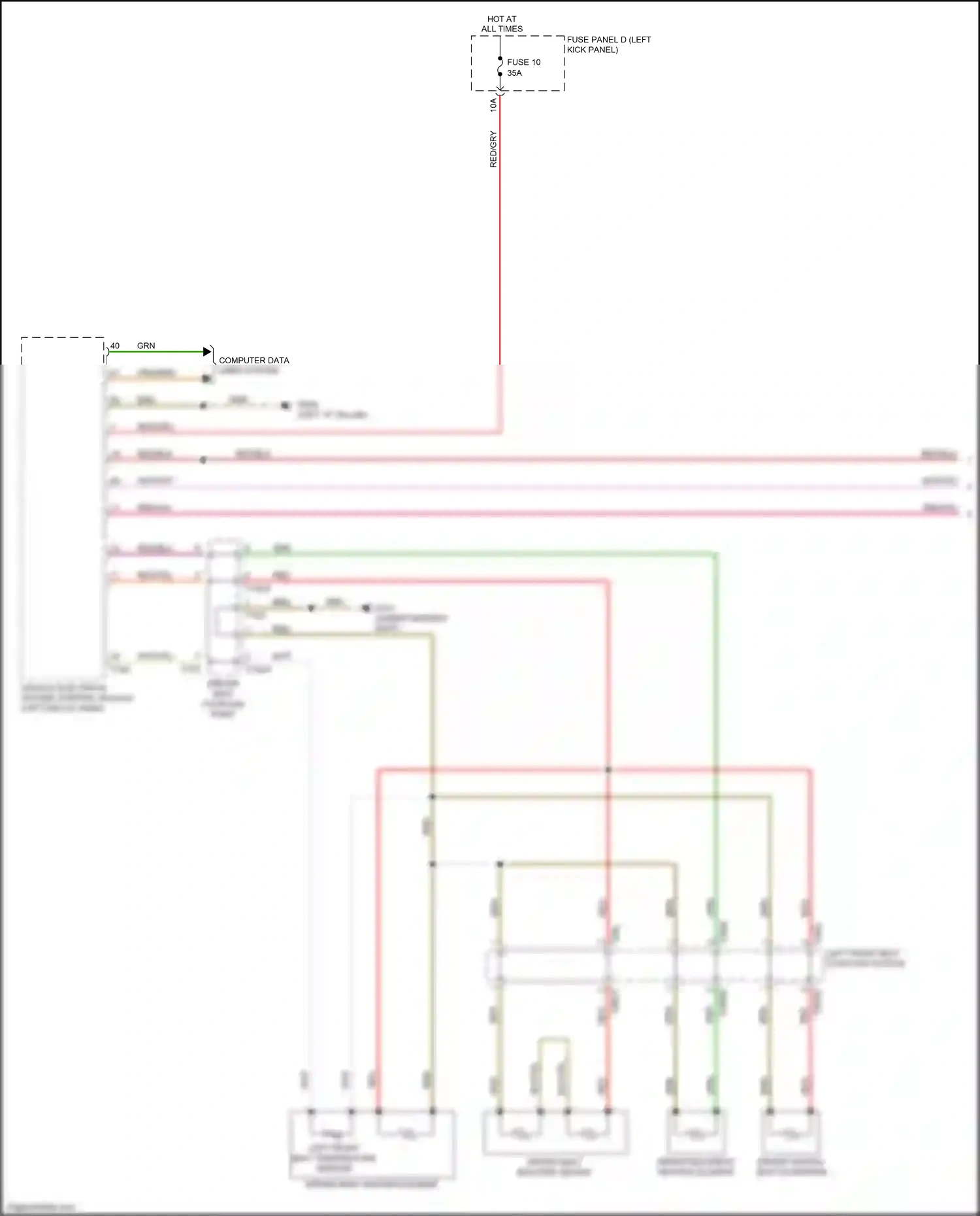 Audi A7 II (2018-2023) fuse panel d (left kick panel) wiring diagram  (1 of 3)