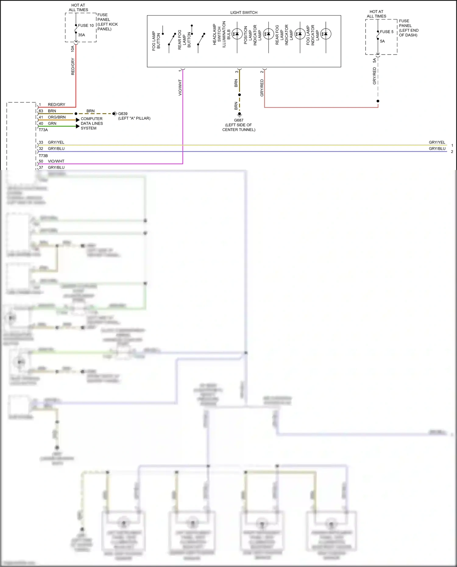 Audi A7 II (2018-2023) indicator wiring diagram  (1 of 1)