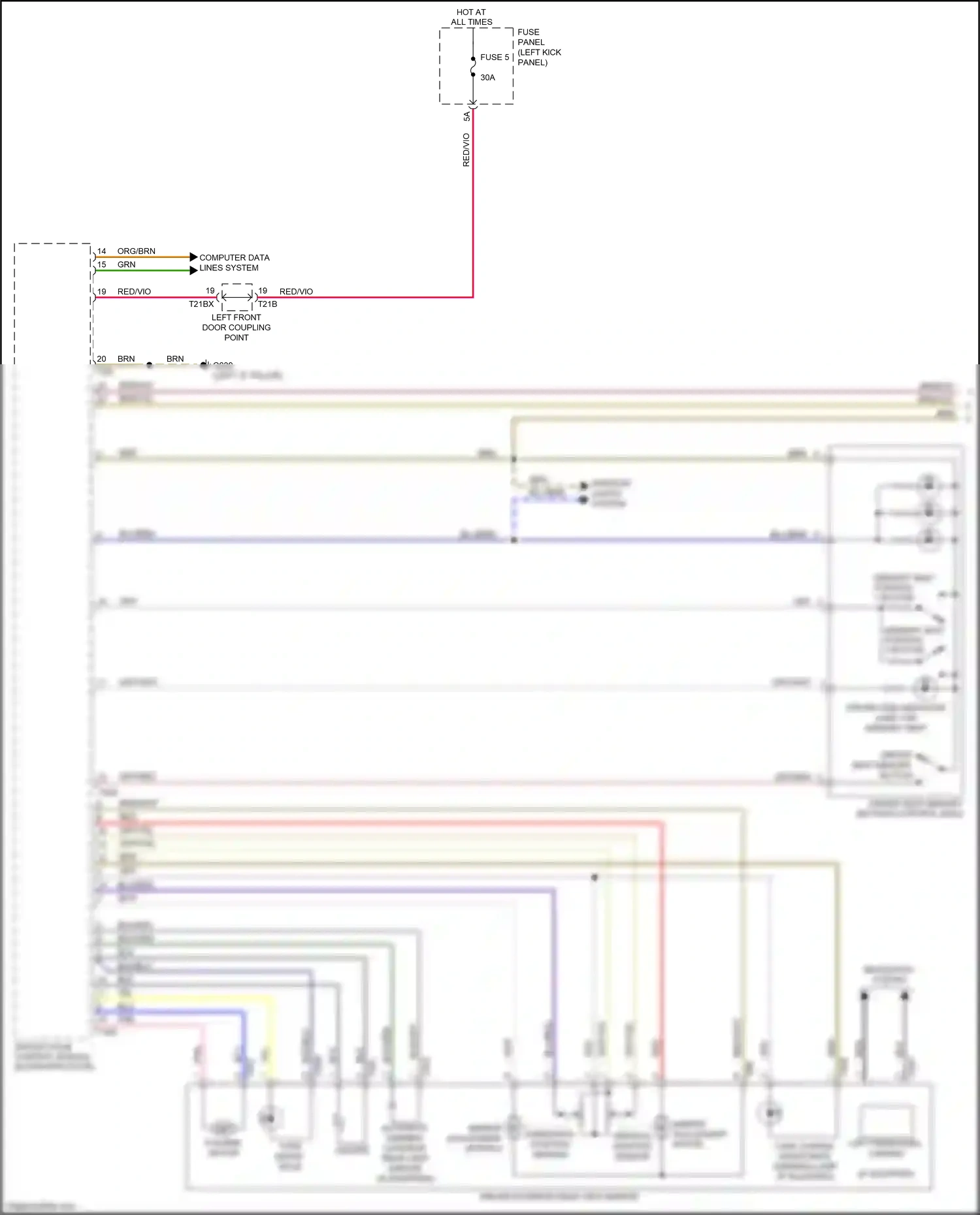 Audi A7 II (2018-2023) (left kick panel) wiring diagram  (56 of 85)