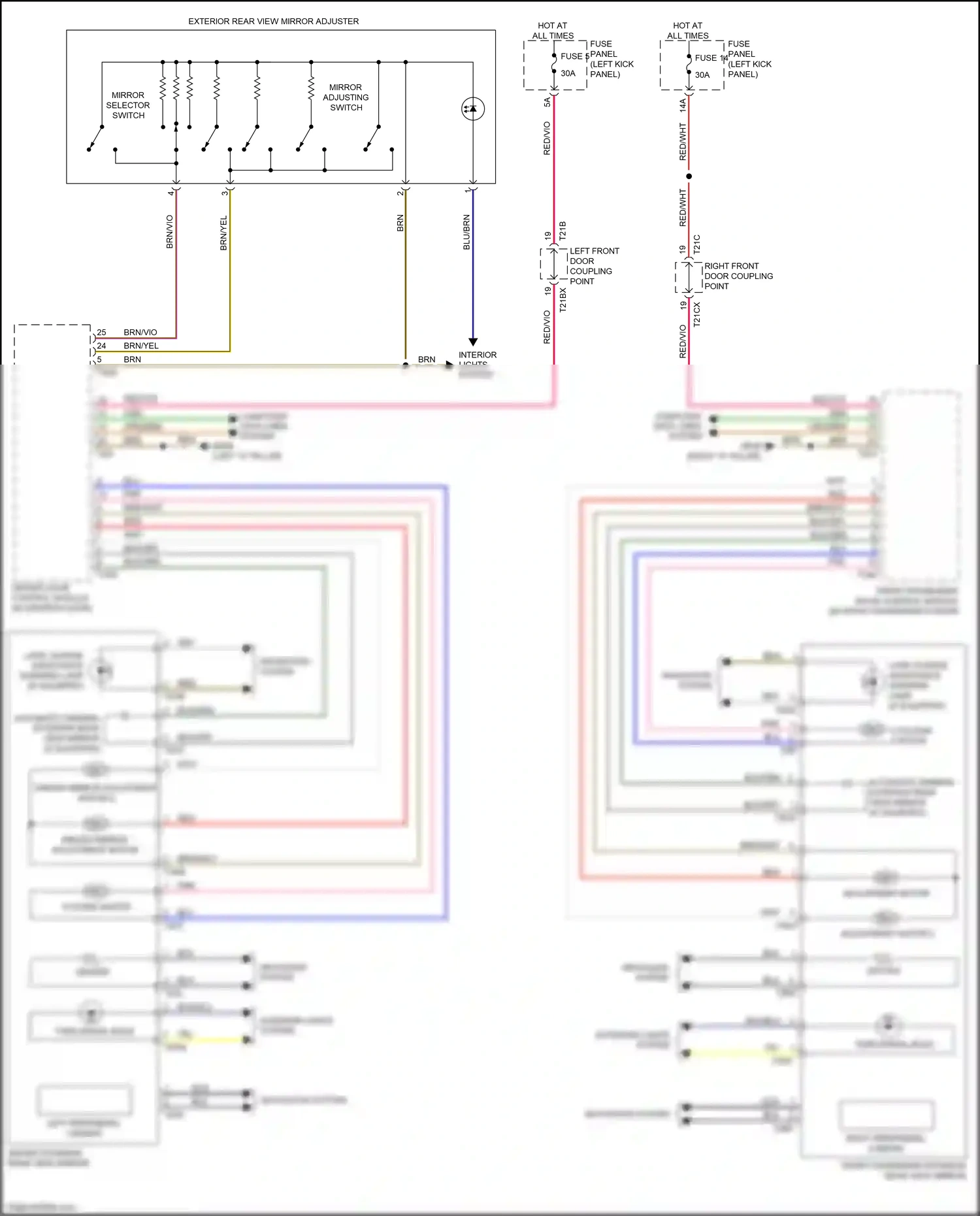 Audi A7 II (2018-2023) mirror adjusting switch wiring diagram  (2 of 2)