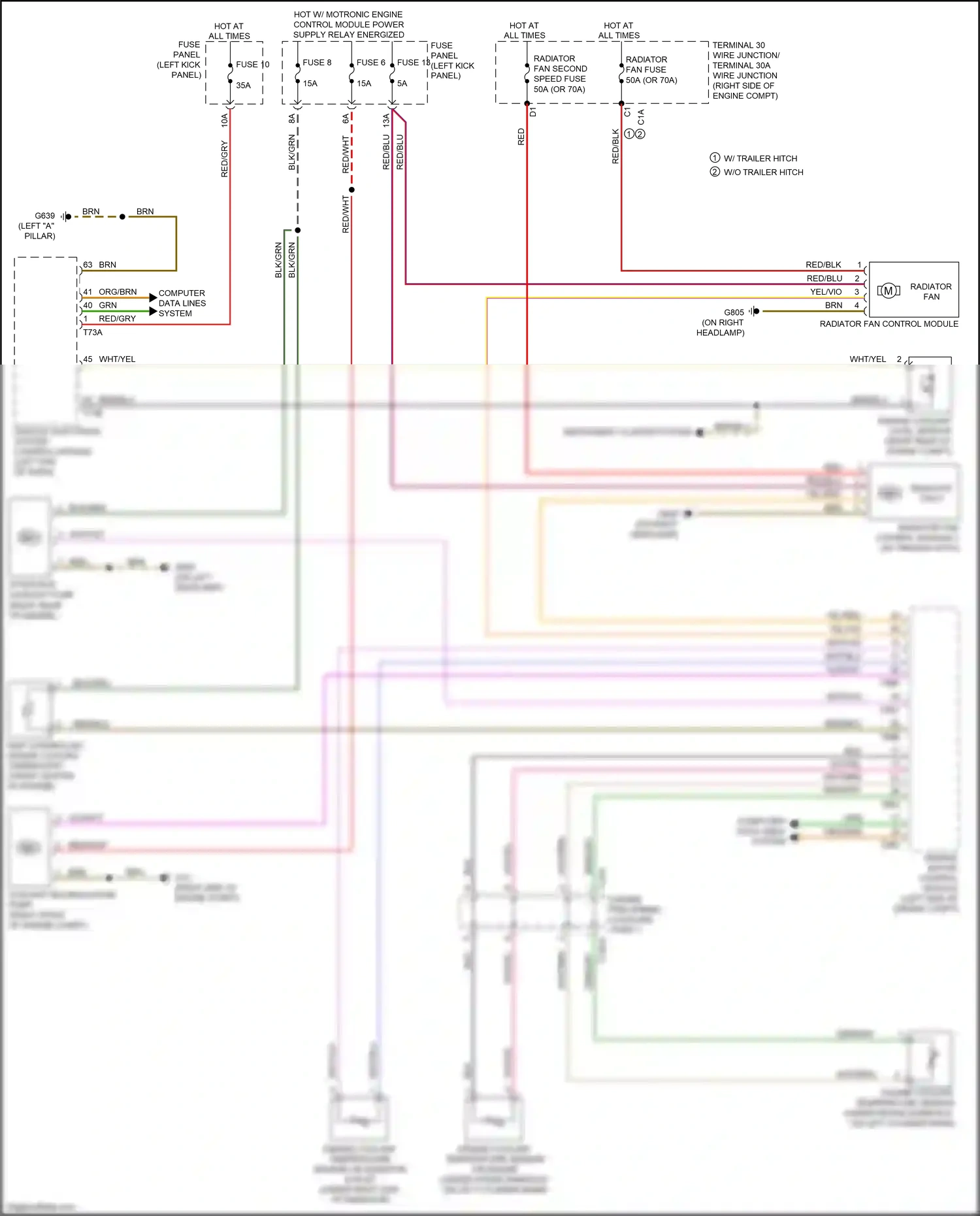 Audi A7 II (2018-2023) radiator fan control module 2 wiring diagram  (4 of 8)
