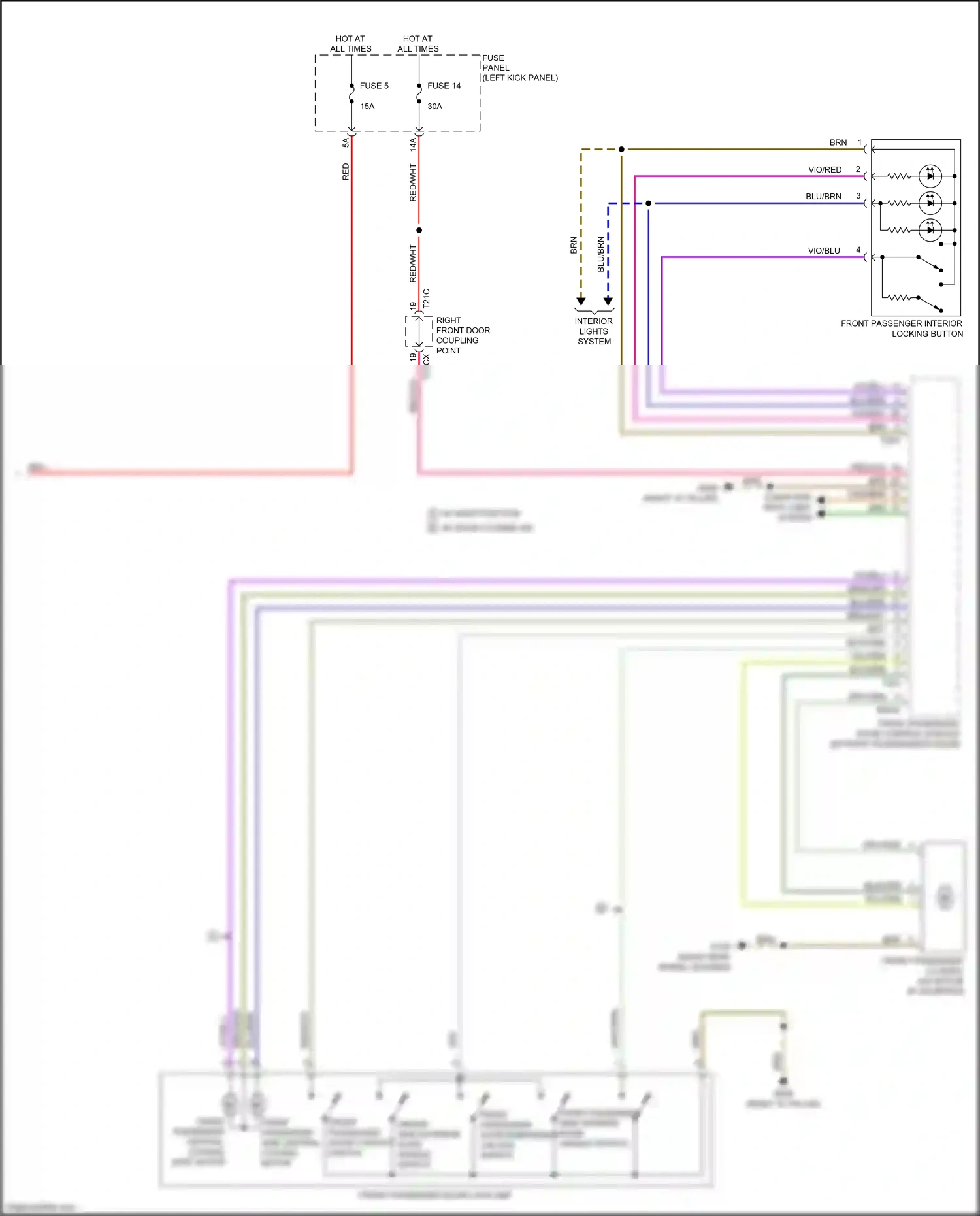 Audi A7 II (2018-2023) right front door coupling point wiring diagram  (13 of 22)