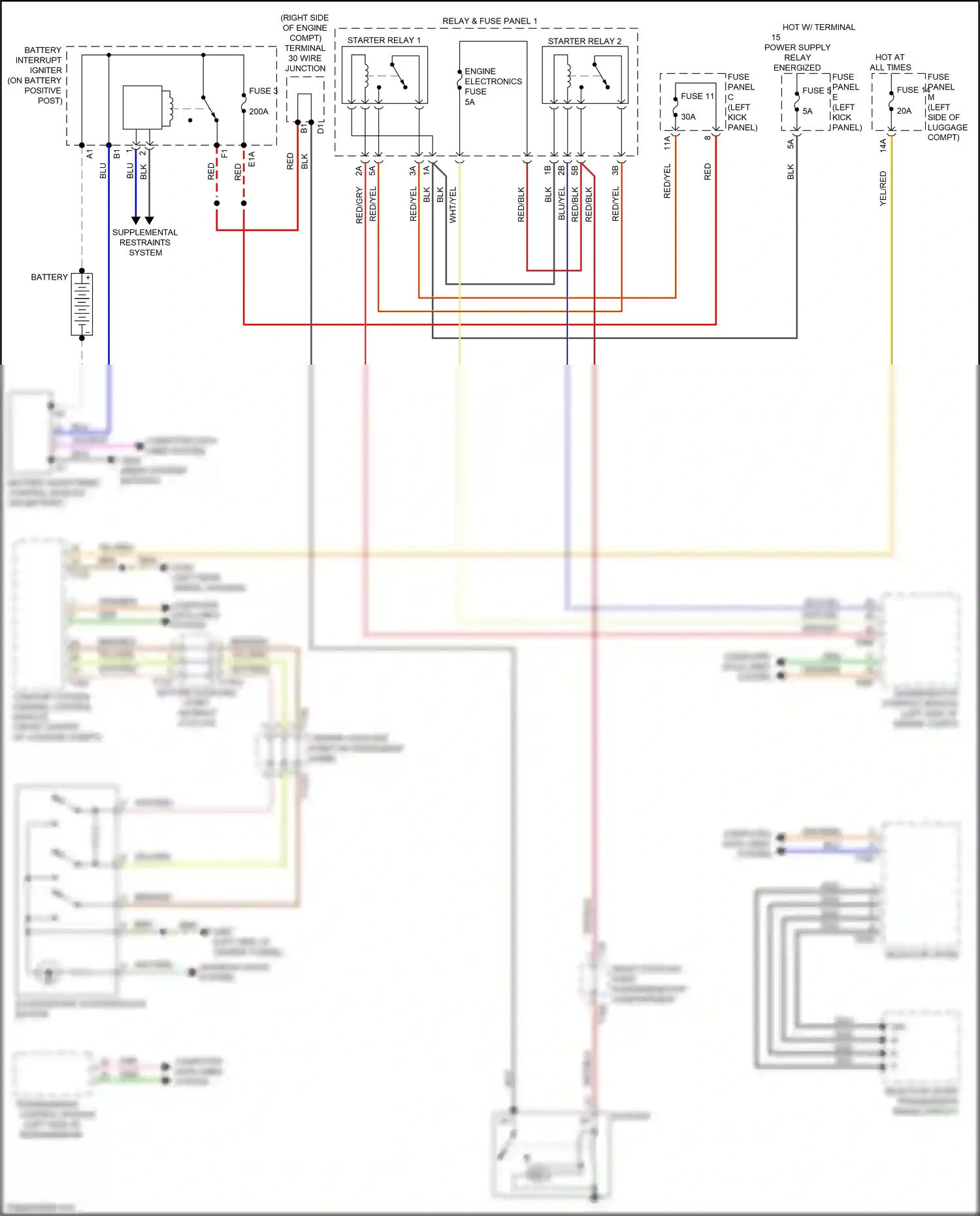Audi A7 II (2018-2023) starter relay 1 wiring diagram  (3 of 3)