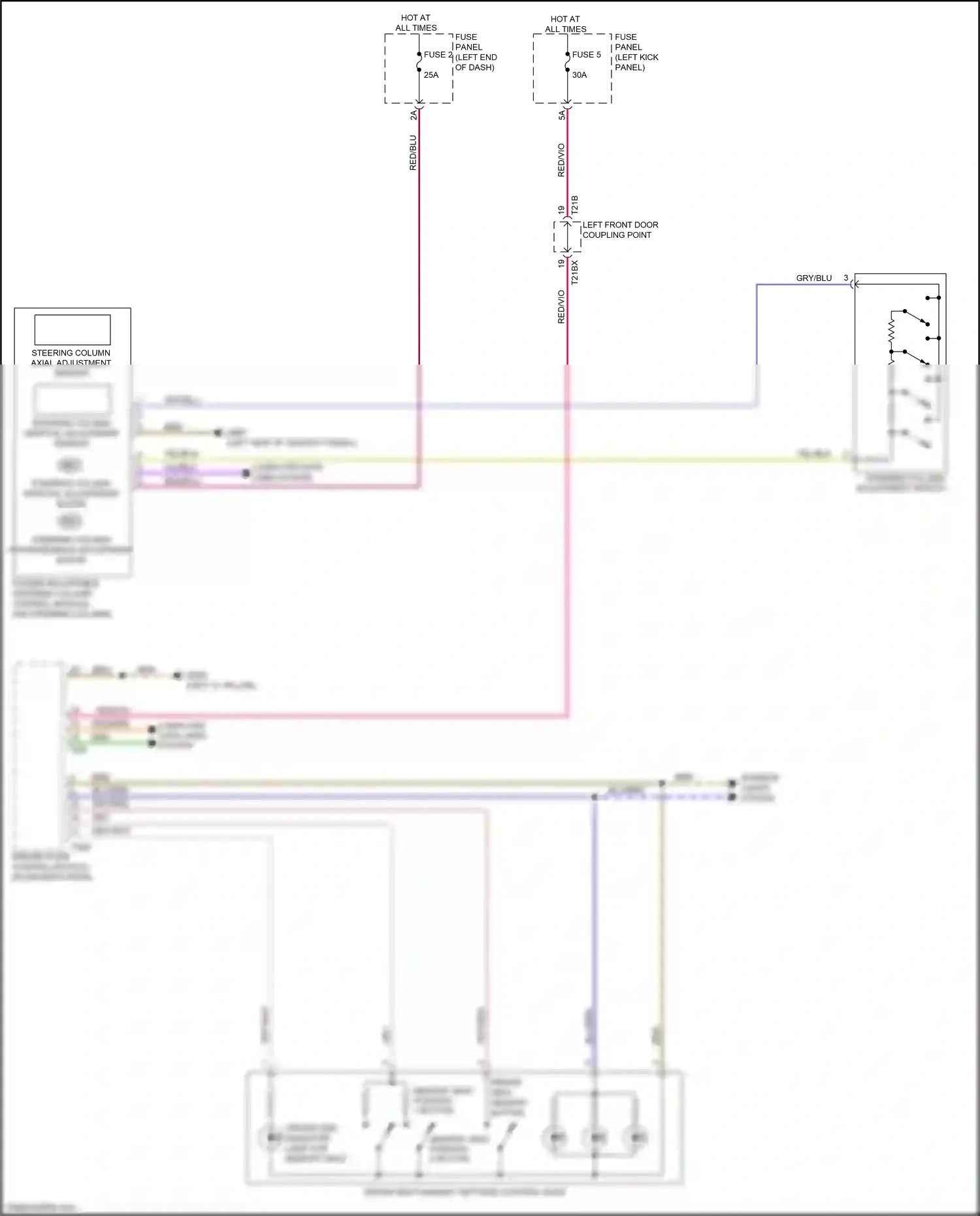 Audi A7 II (2018-2023) steering column vertical adjustment motor wiring diagram  (2 of 2)