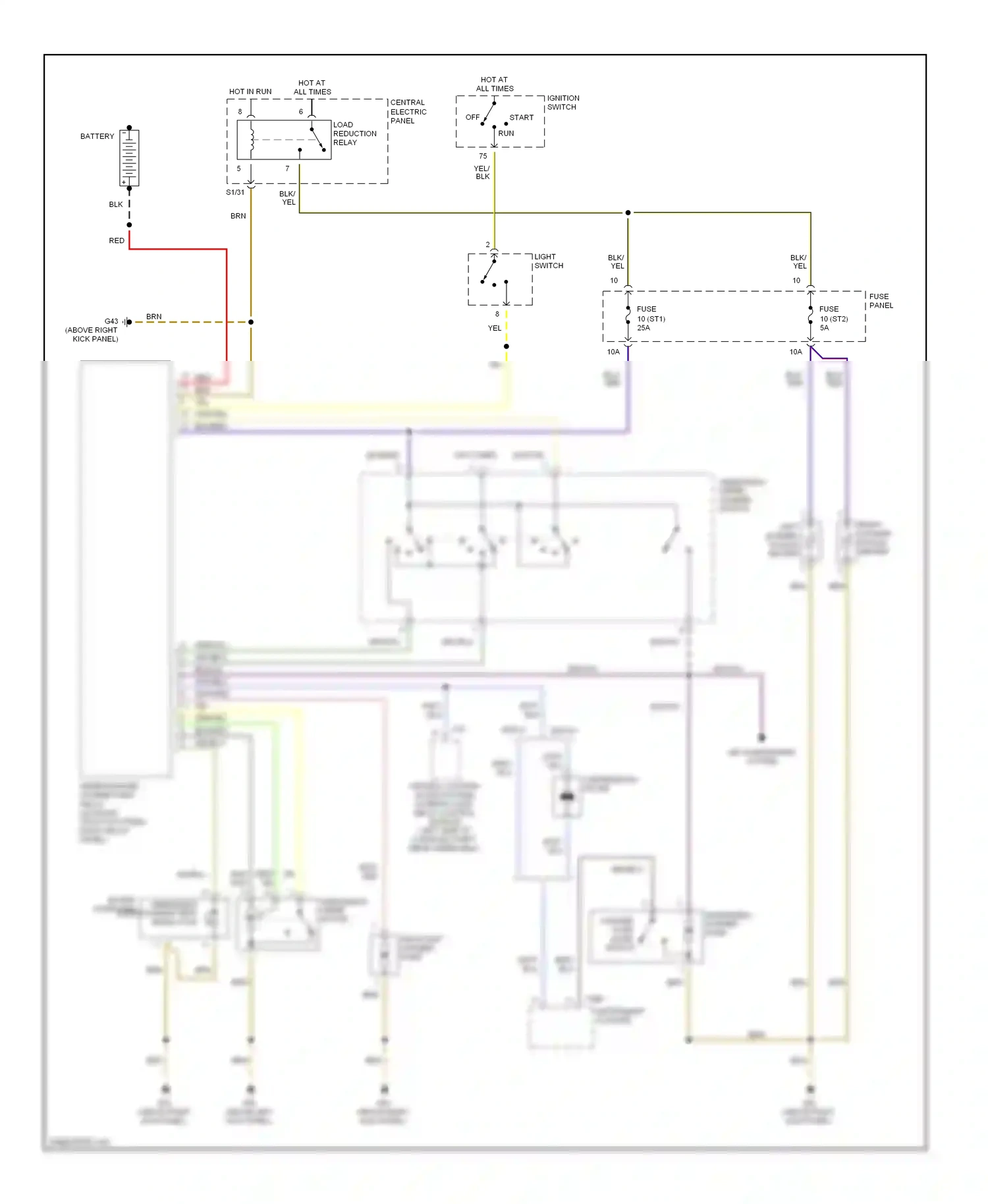 Audi A8 D2 facelift (1999-2002) central electric panel wiring diagram  (9 of 10)