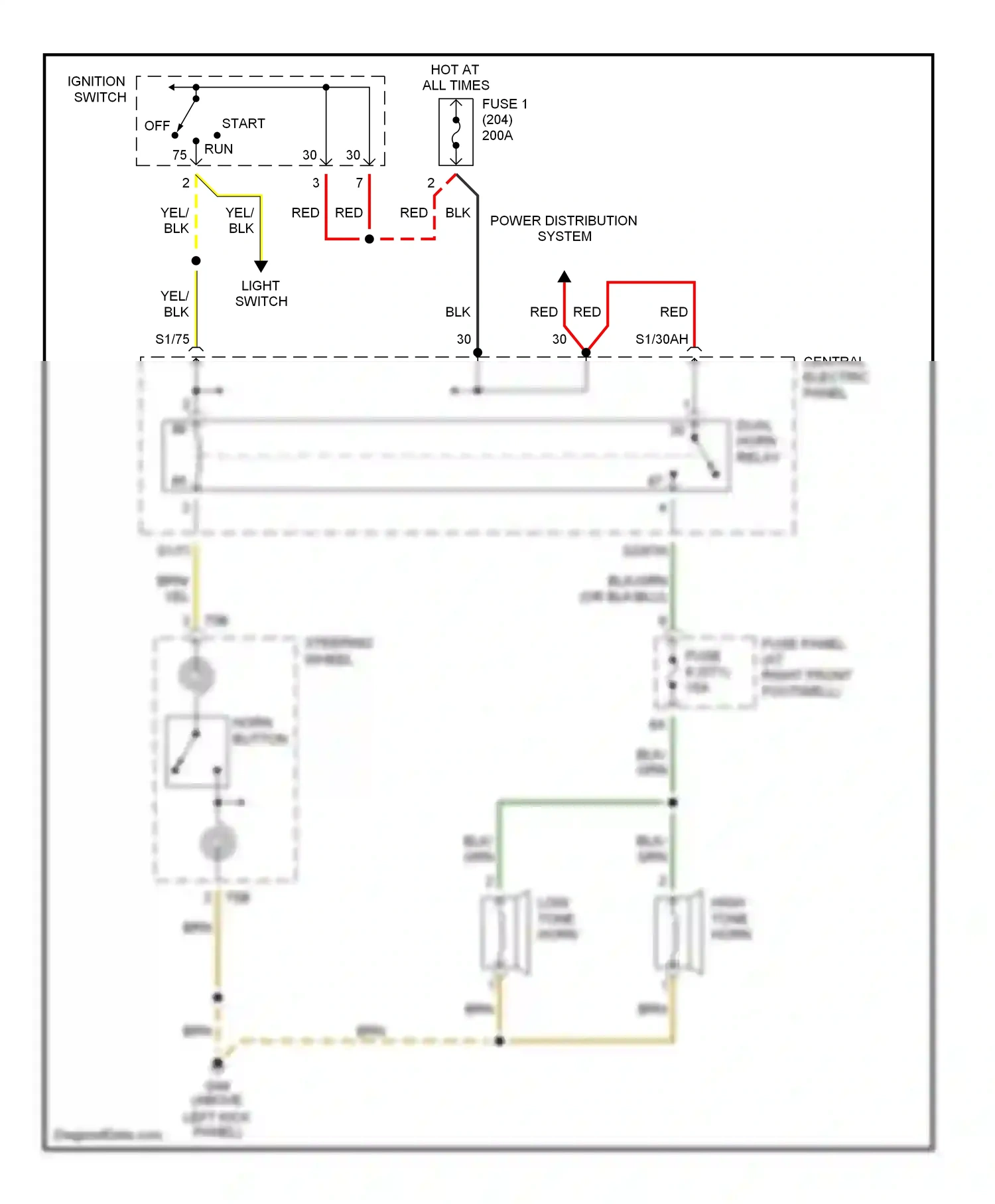 Audi A8 D2 facelift (1999-2002) central electric panel wiring diagram  (4 of 10)