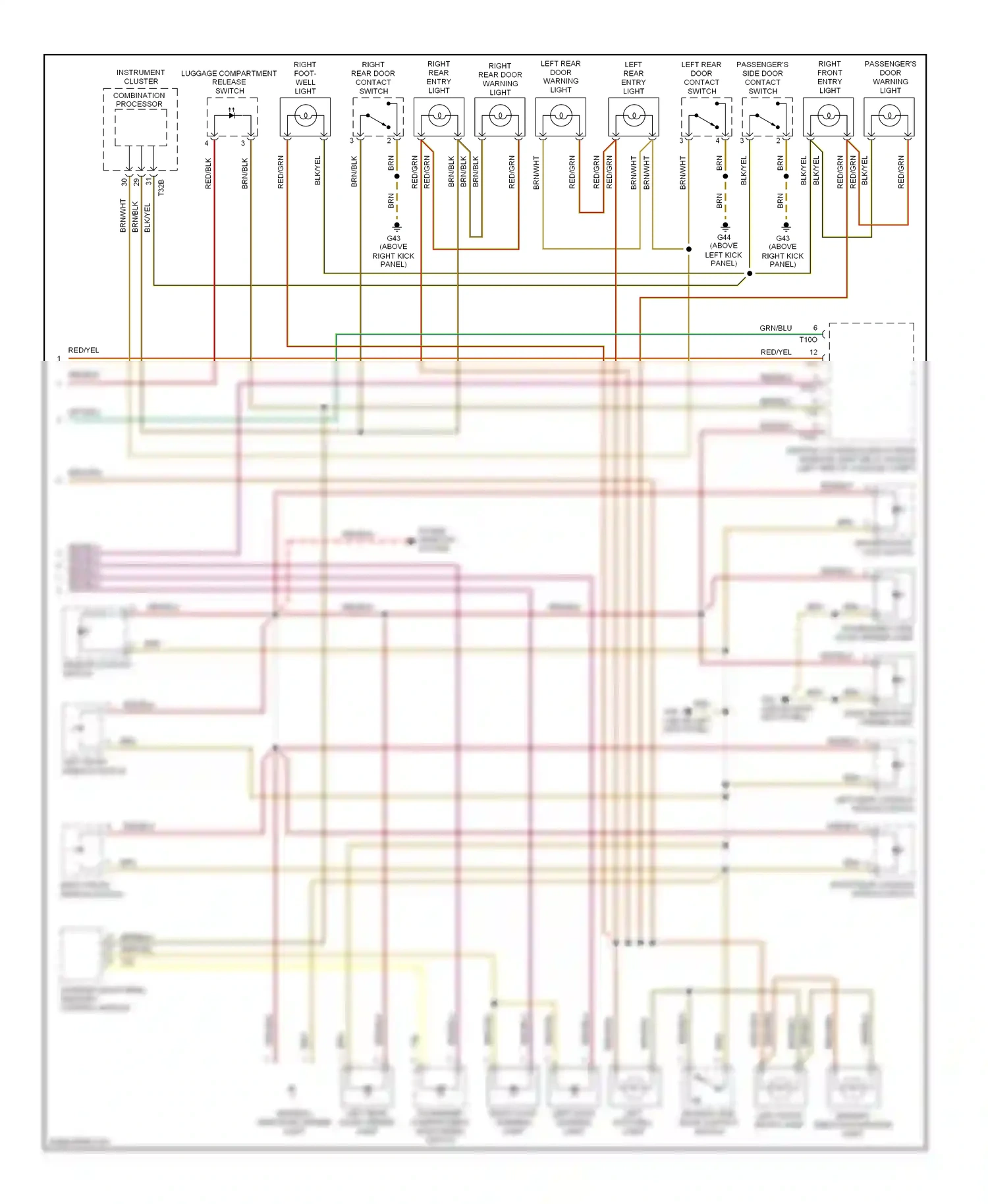 Audi A8 D2 facelift (1999-2002) combination processor wiring diagram  (4 of 5)