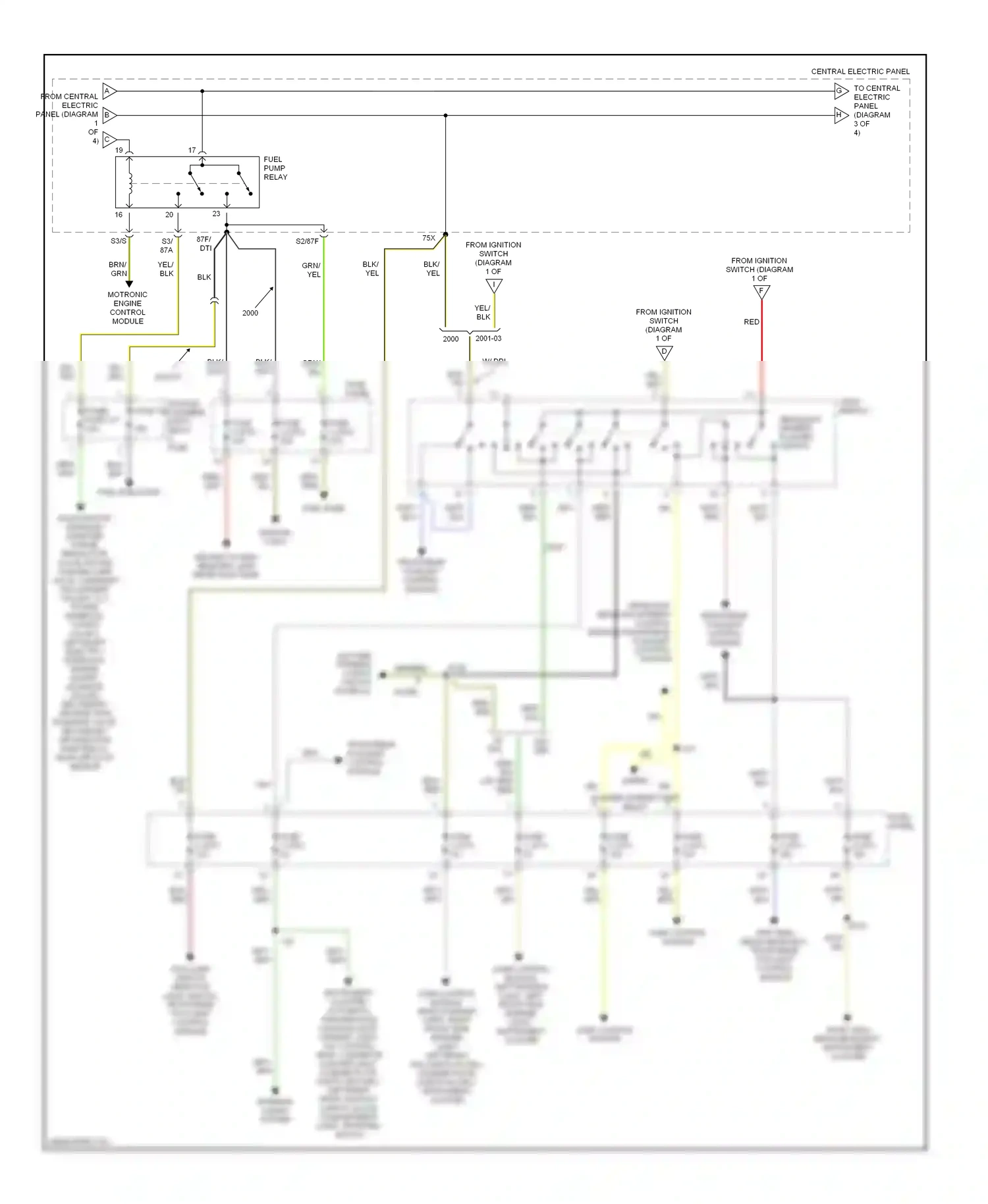 Audi A8 D2 facelift (1999-2002) daytime running lights switch-on relay wiring diagram  (2 of 2)