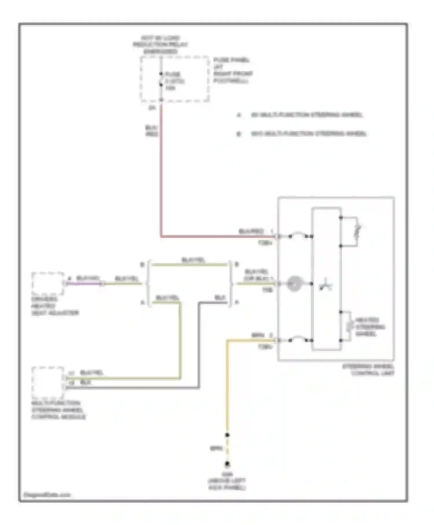Wiring diagram driver's heated seat adjuster for Audi A8 D2 facelift (1999-2002) (2 of 2)