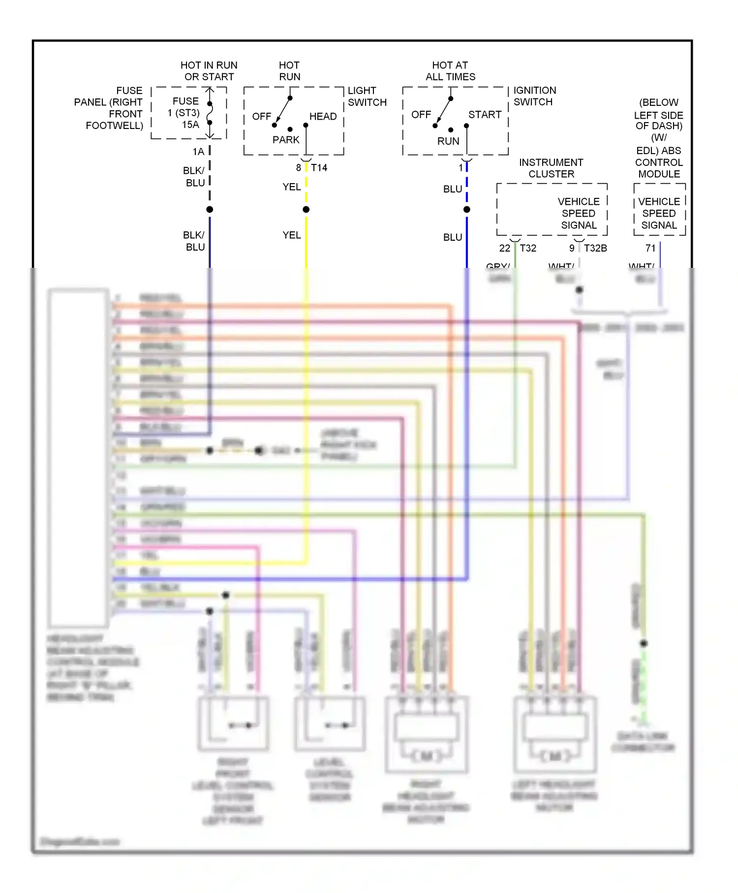 Audi A8 D2 facelift (1999-2002) head wiring diagram  (2 of 3)