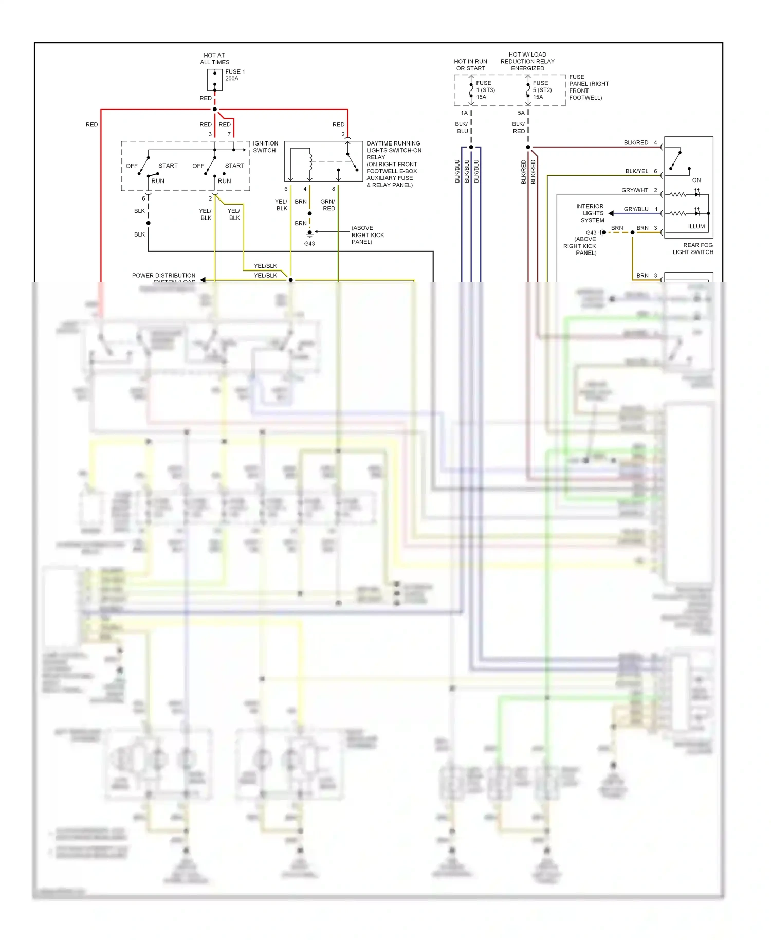Audi A8 D2 facelift (1999-2002) headlamp dimmer switch wiring diagram  (1 of 2)
