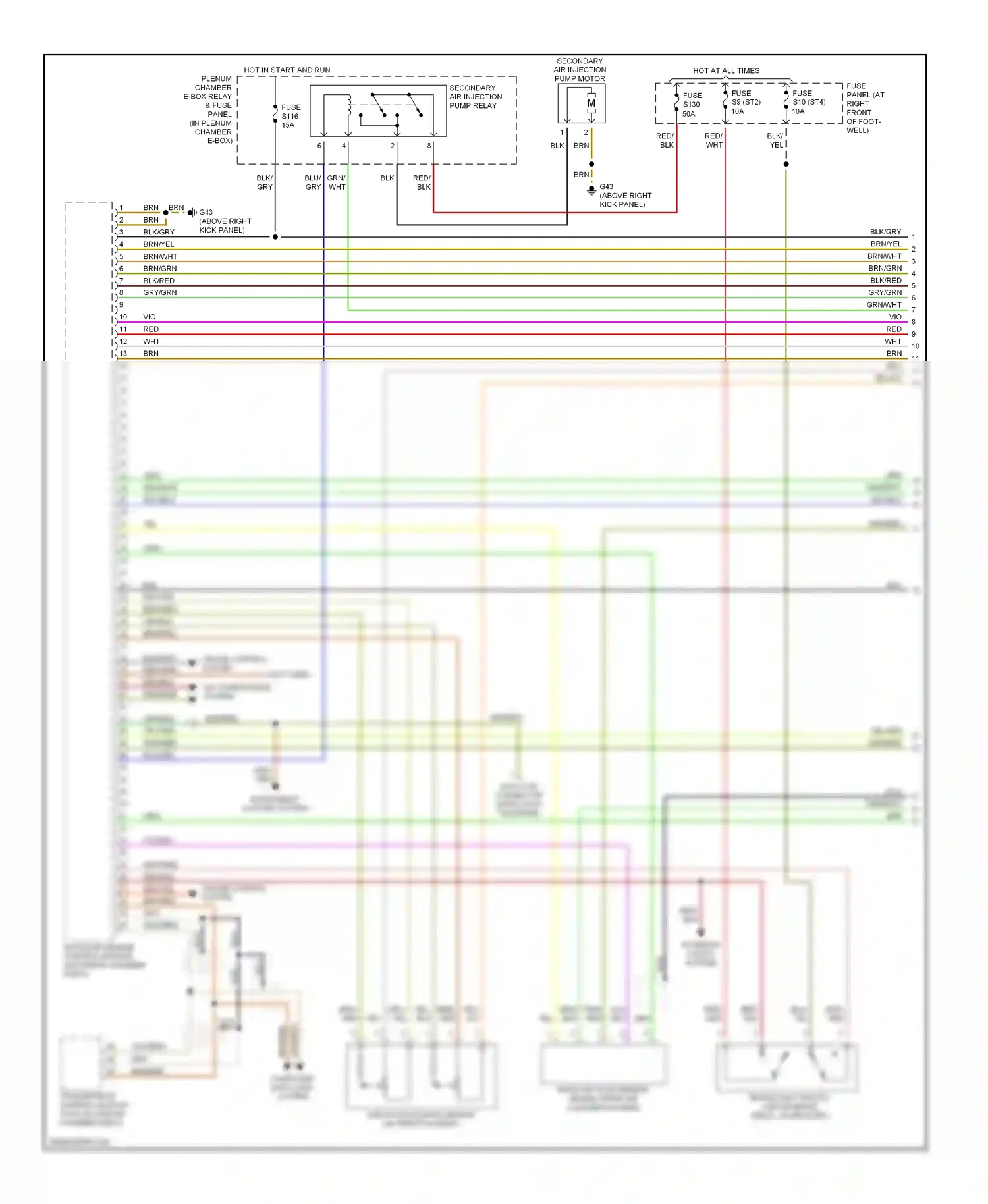 Audi A8 D2 facelift (1999-2002) instrument cluster system wiring diagram  (2 of 2)