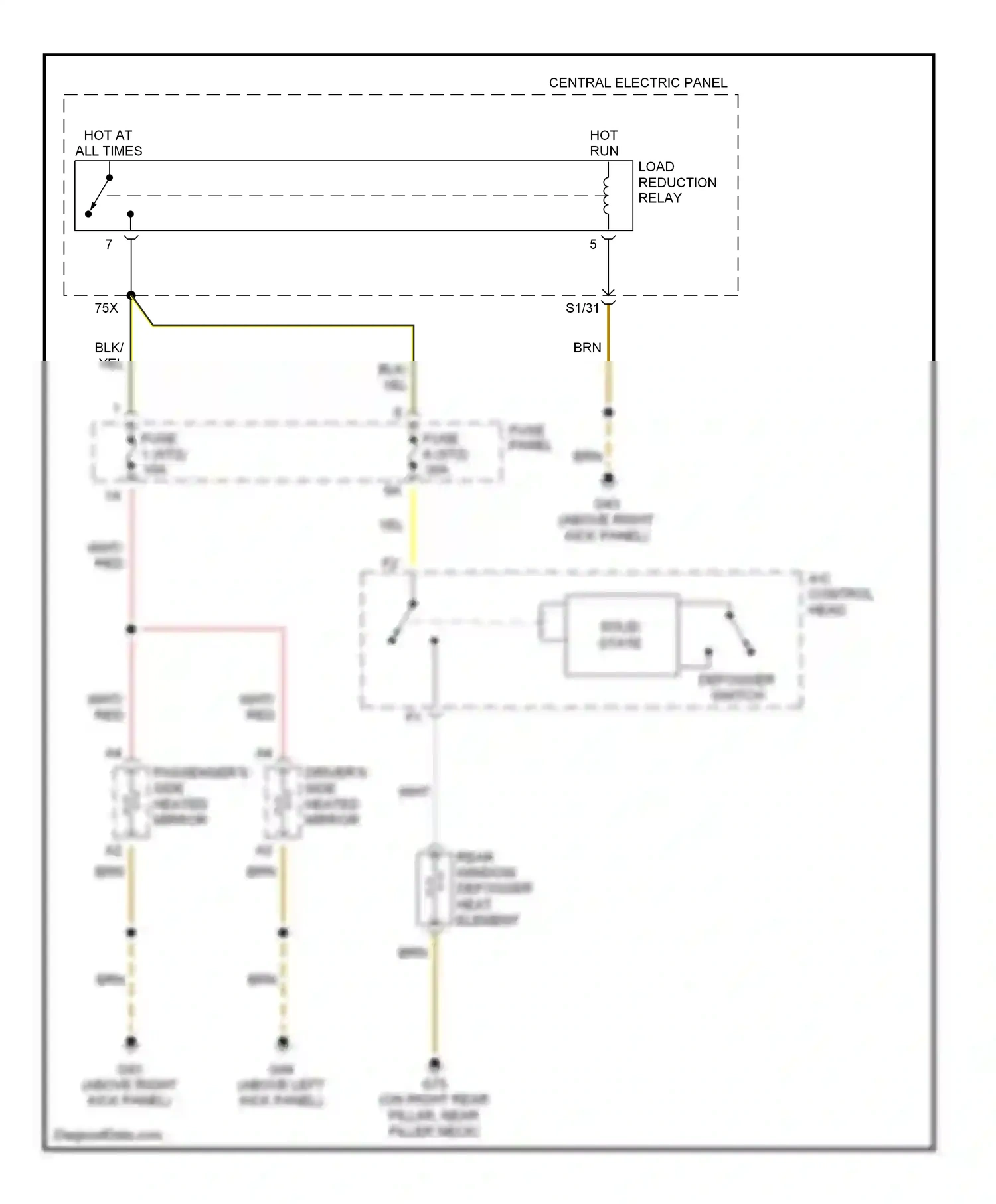 Audi A8 D2 facelift (1999-2002) passenger's side heated mirror wiring diagram  (1 of 1)