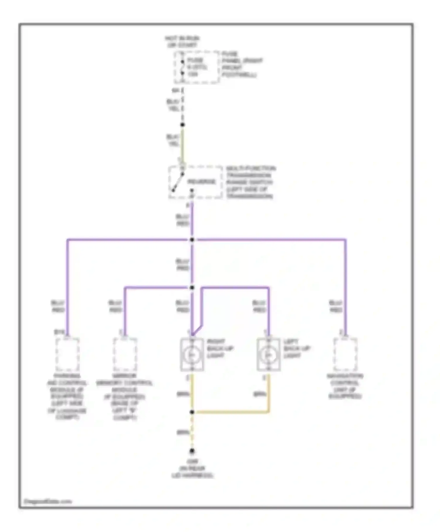 Wiring diagram left back-up light for Audi A8 D2 facelift (1999-2002)