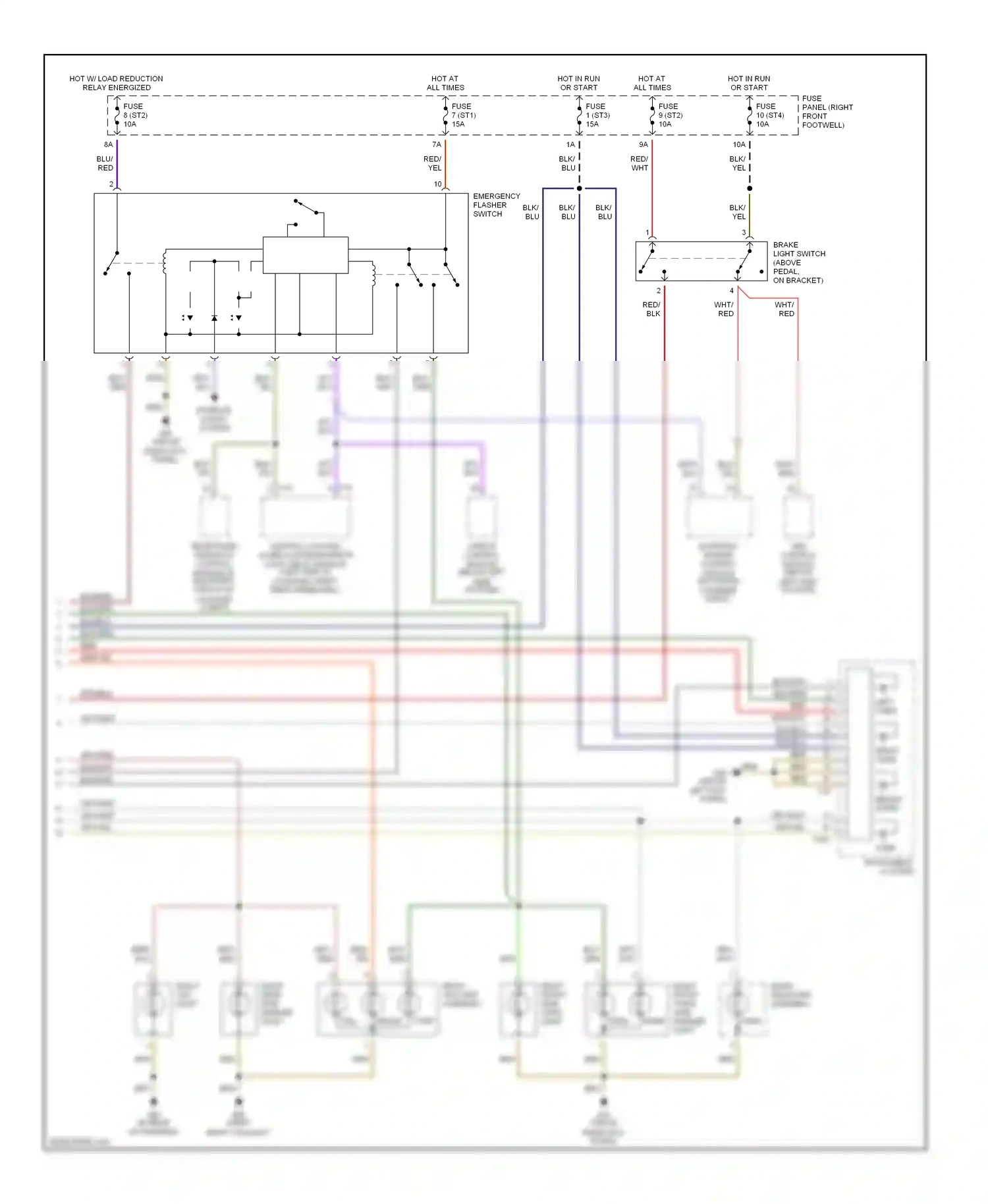 Audi A8 D2 facelift (1999-2002) right taillamp assembly wiring diagram  (2 of 2)