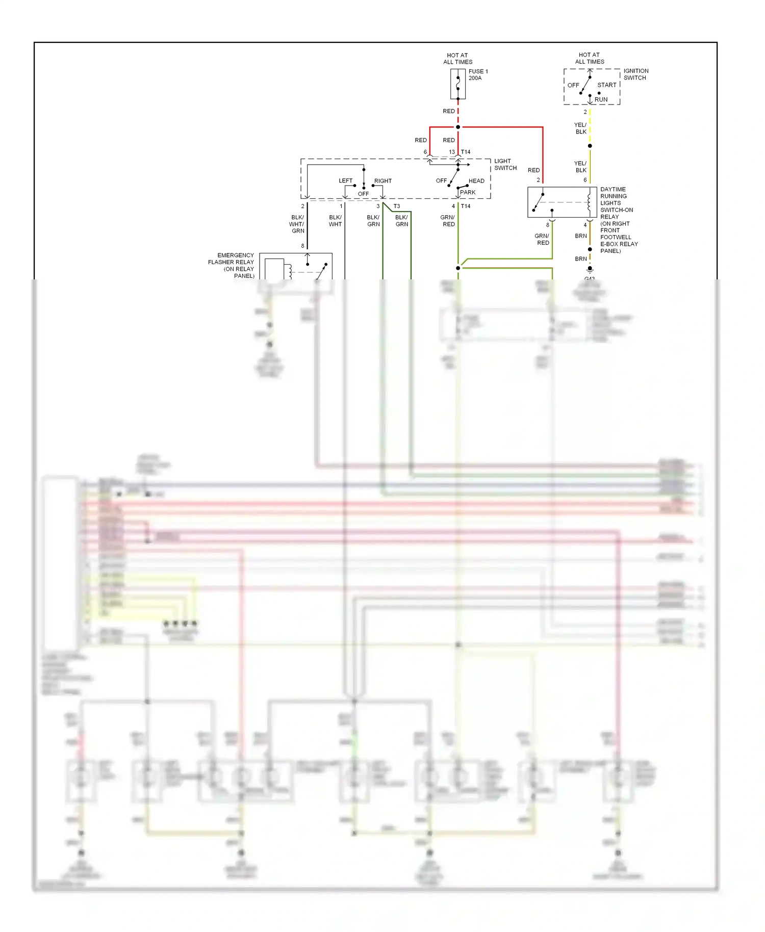 Audi A8 D2 facelift (1999-2002) right wiring diagram  (2 of 3)