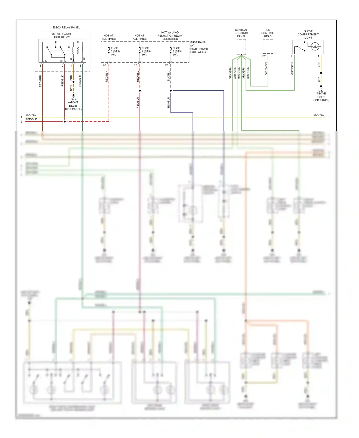 Audi A8 D2 (1994-1999) central electric panel wiring diagram  (6 of 14)