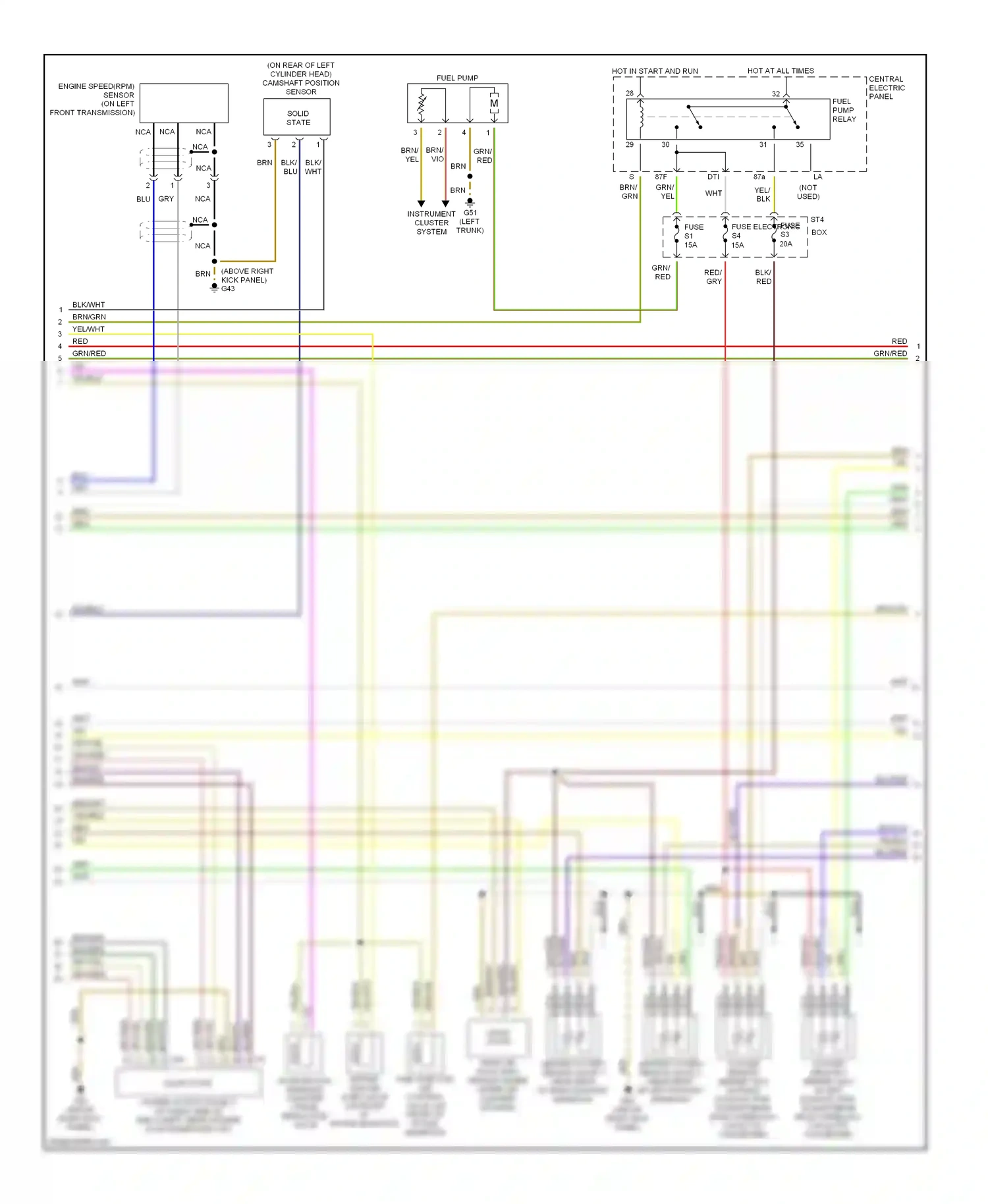 Audi A8 D2 (1994-1999) central electric panel wiring diagram  (10 of 14)