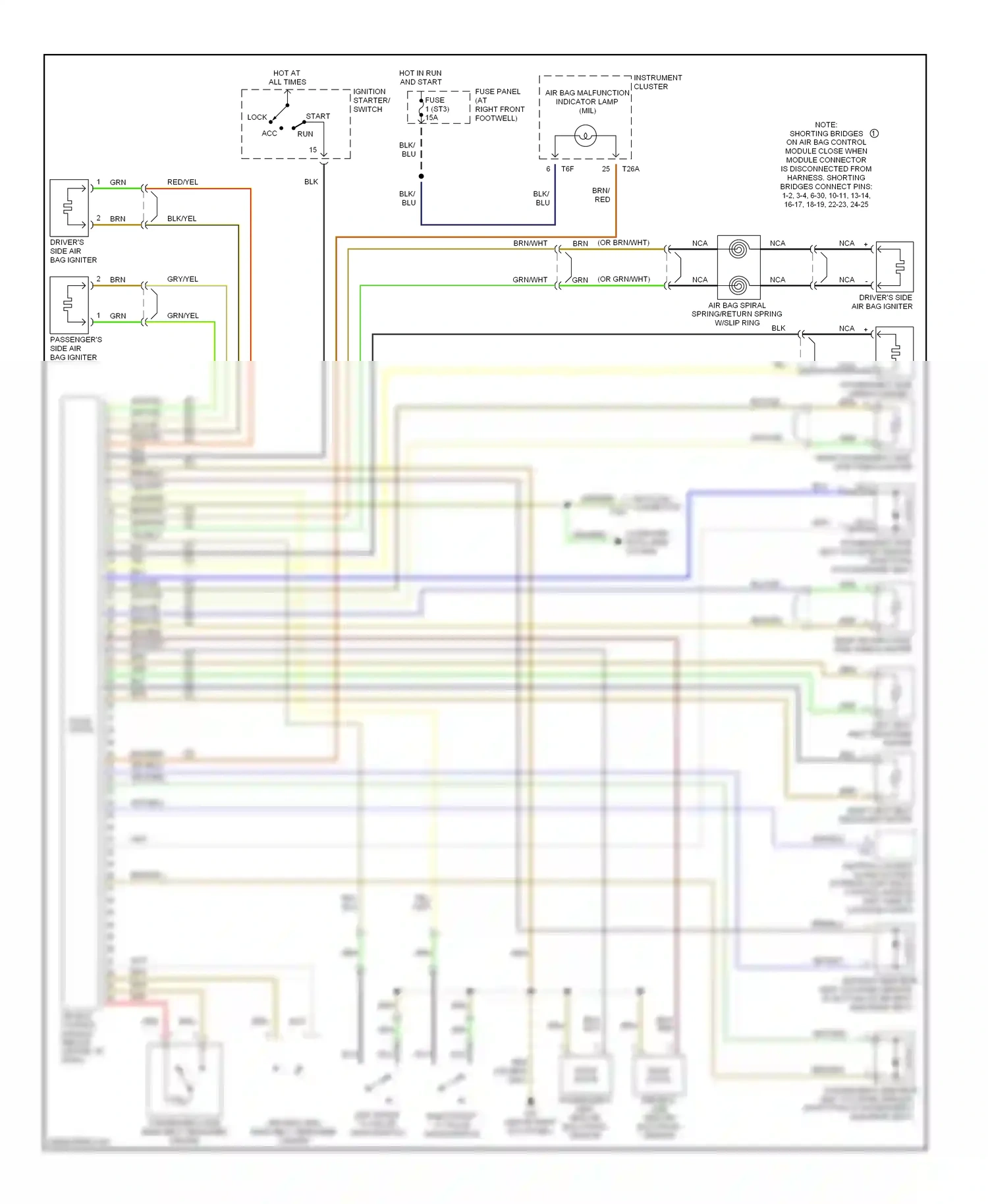 Audi A8 D2 (1994-1999) driver's side air bag igniter wiring diagram  (1 of 1)