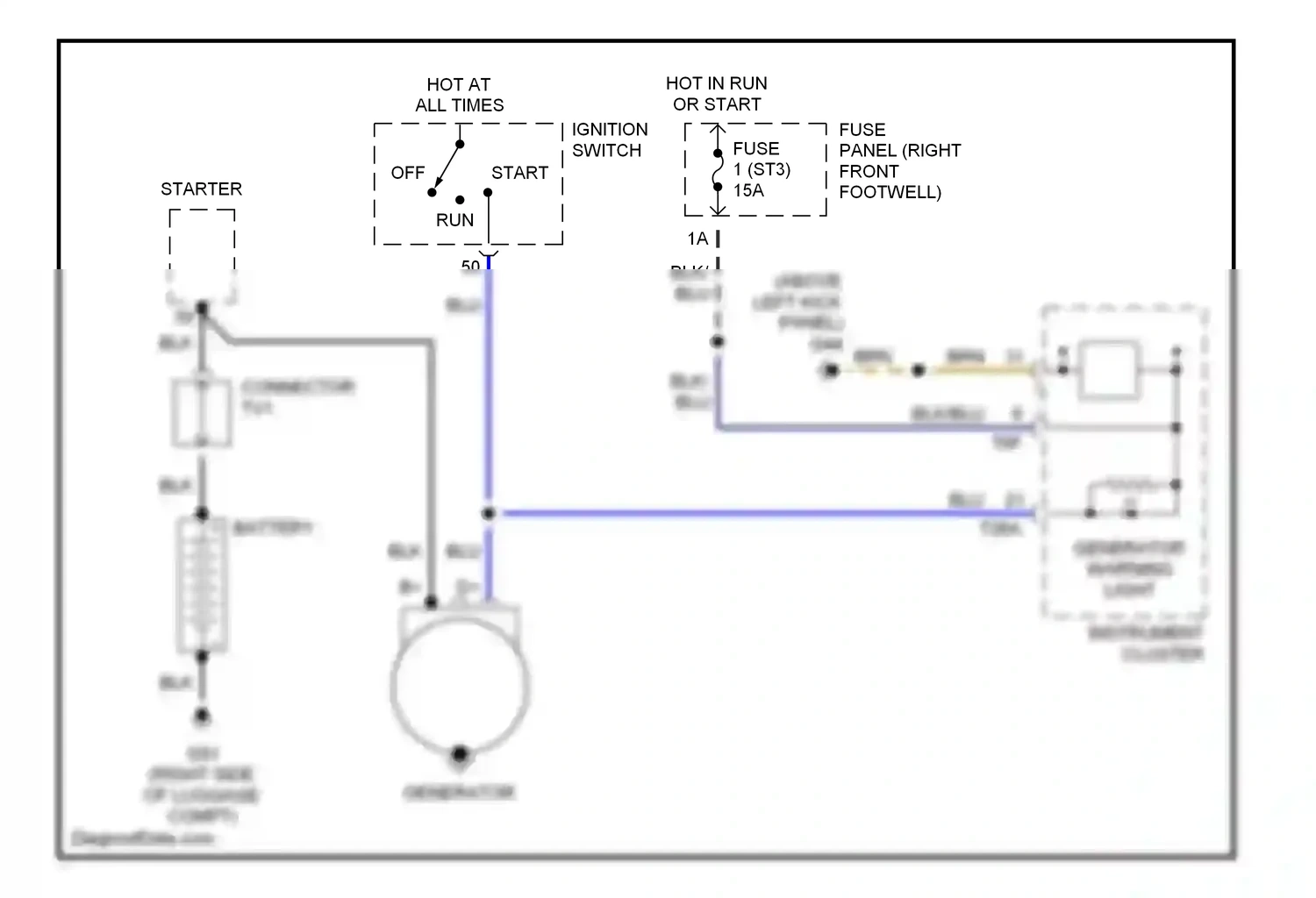 Audi A8 D2 (1994-1999) generator warning light wiring diagram  (1 of 1)