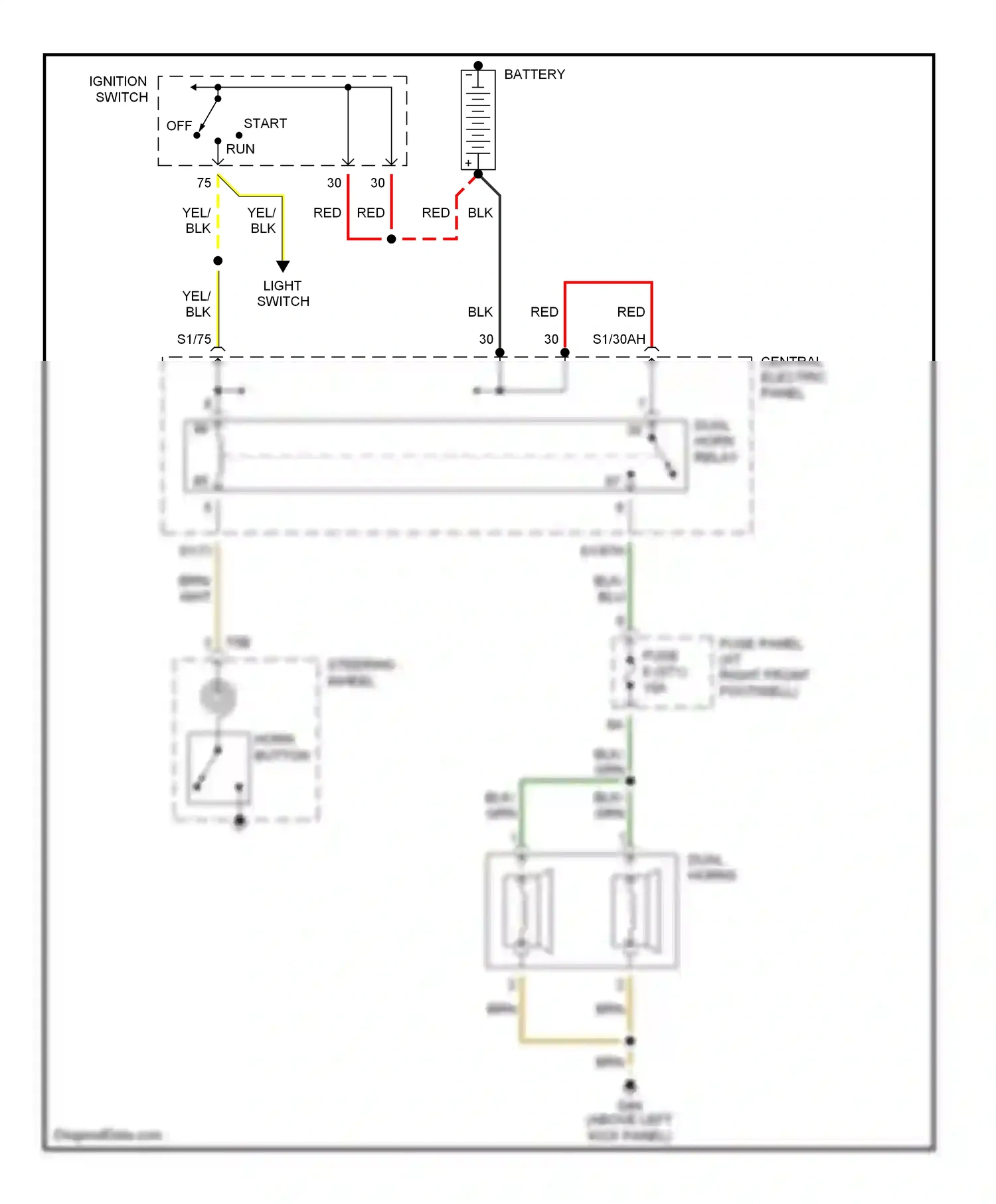 Audi A8 D2 (1994-1999) horn button wiring diagram  (1 of 1)
