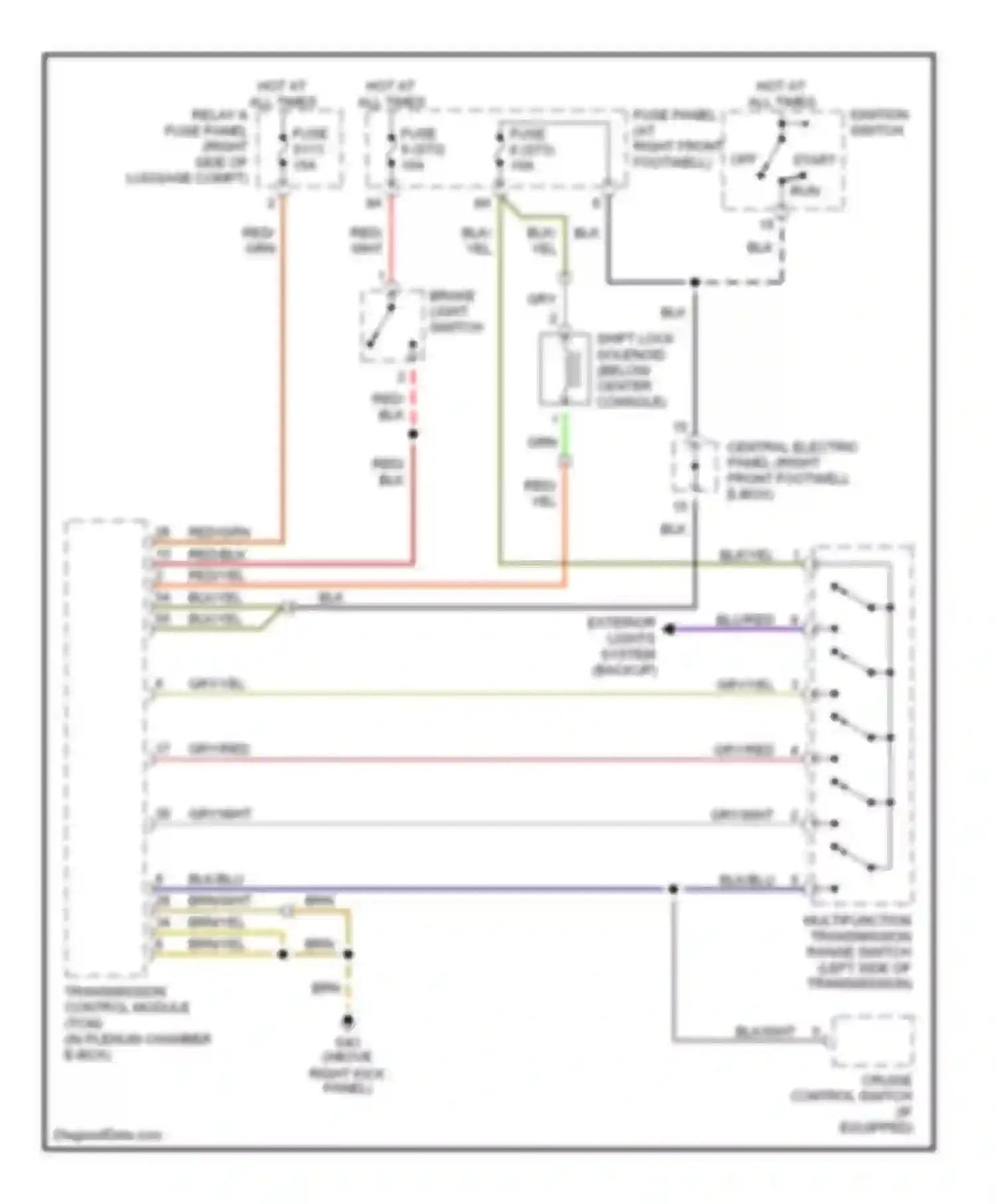 Wiring diagram brake light switch for Audi A8 D2 (1994-1999)