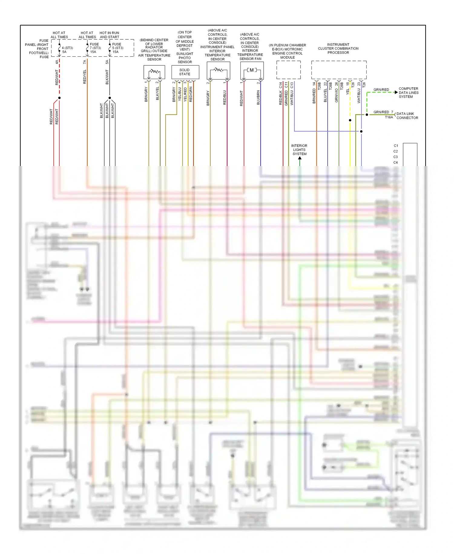 Audi A8 D2 (1994-1999) (in plenum chamber e-box) motronic engine control module wiring diagram  (1 of 2)