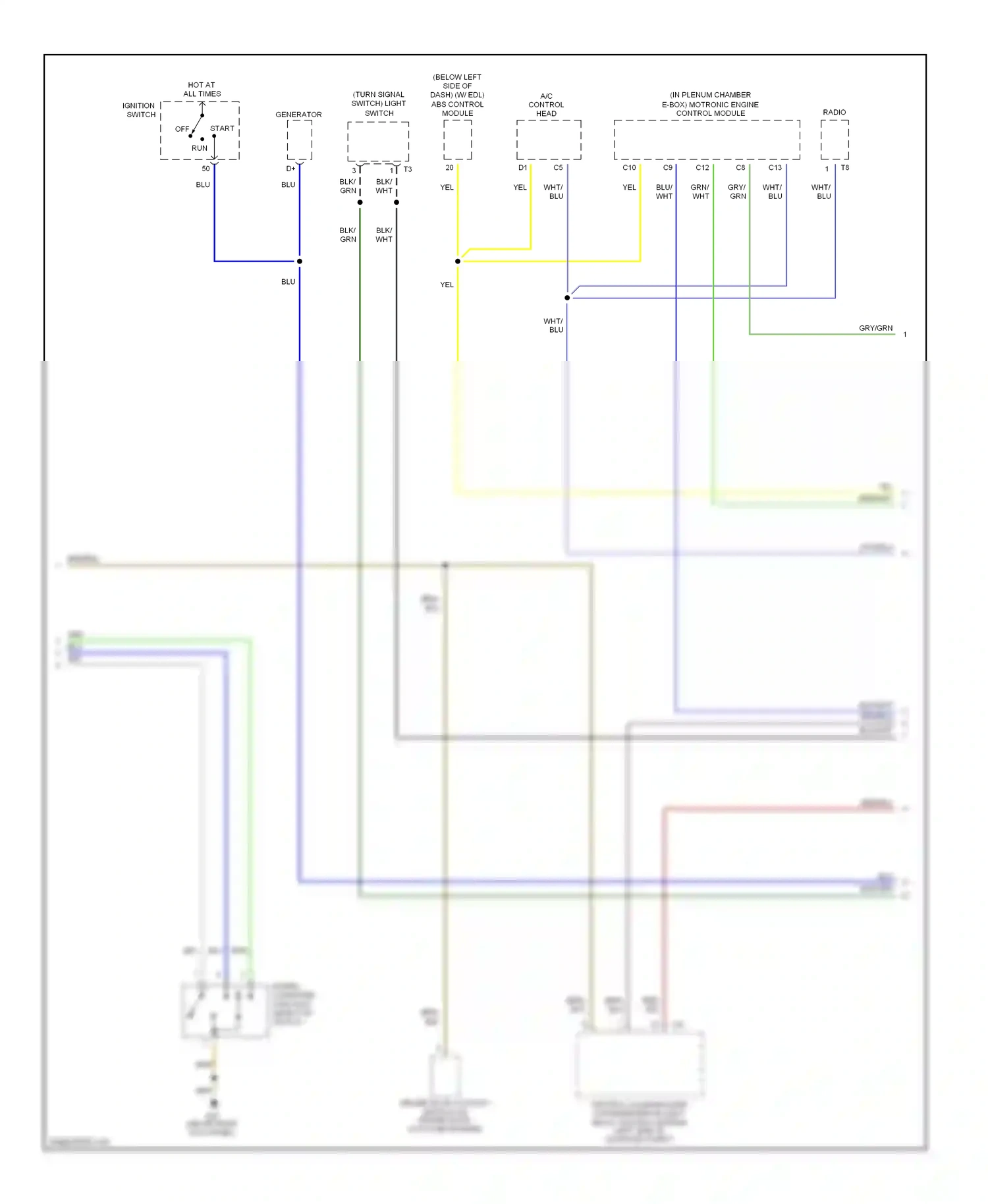 Audi A8 D2 (1994-1999) (in plenum chamber e-box) motronic engine control module wiring diagram  (2 of 2)
