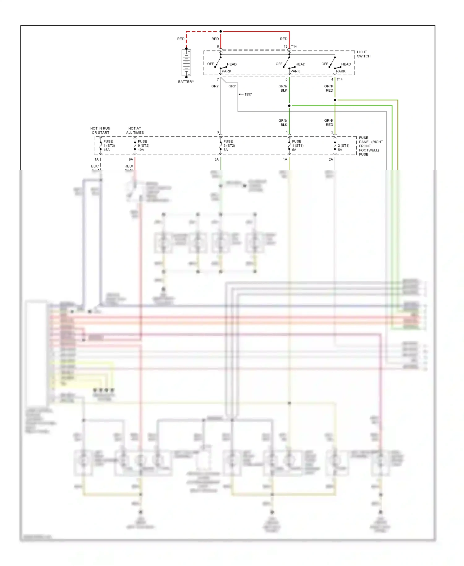 Audi A8 D2 (1994-1999) left front turn/ side marker light wiring diagram  (1 of 1)