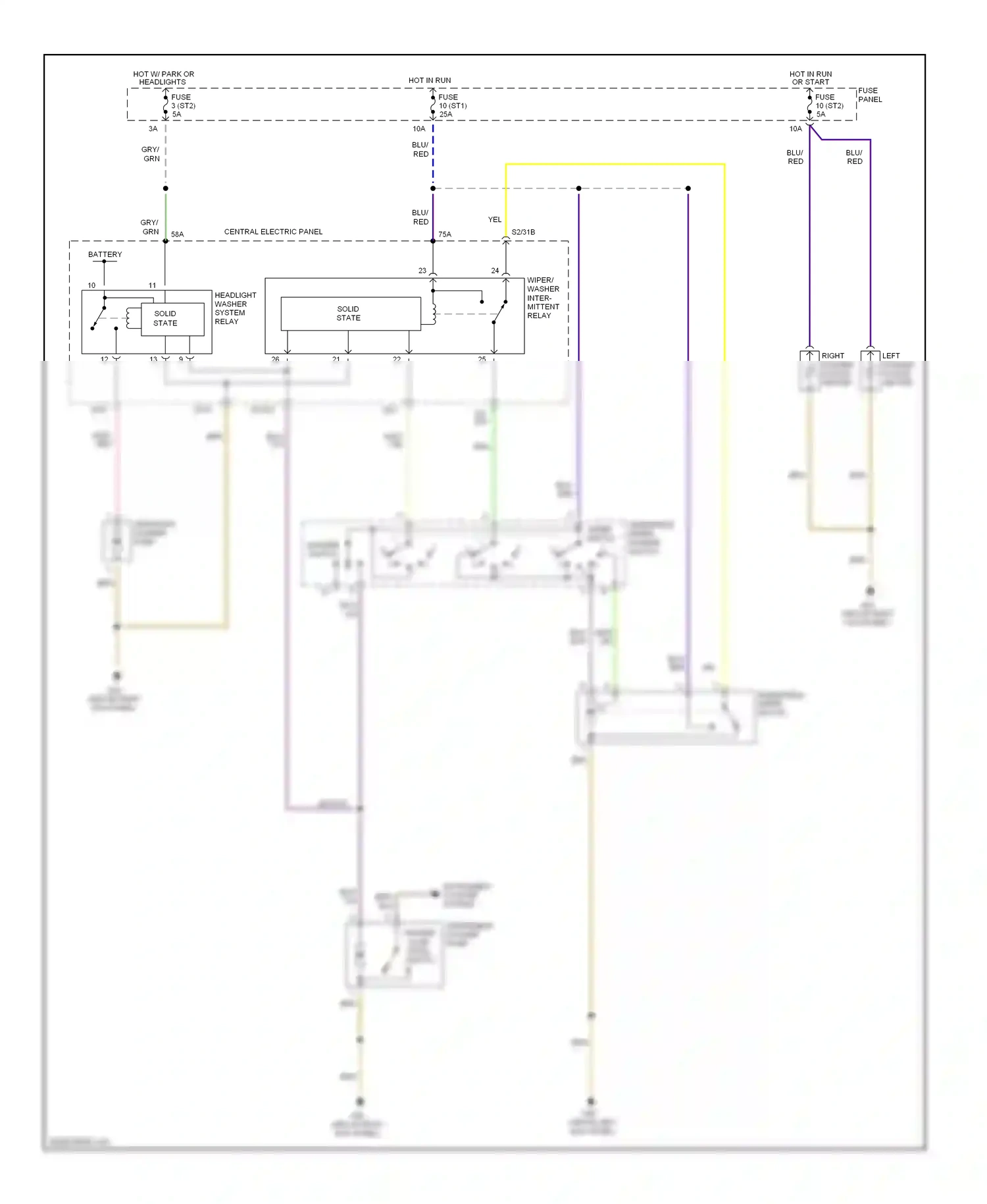 Audi A8 D2 (1994-1999) left washer nozzle heater wiring diagram  (2 of 2)