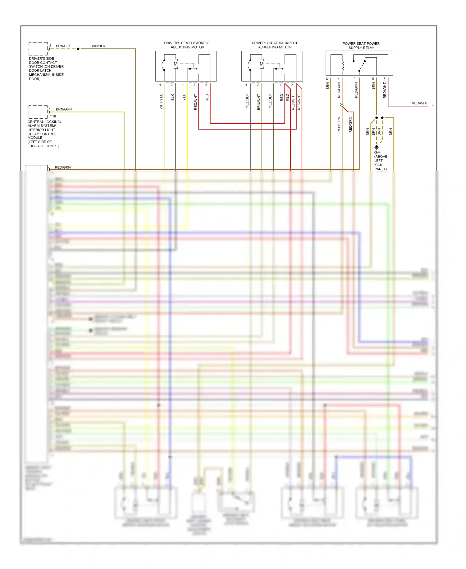 Audi A8 D2 (1994-1999) memory column, belt height circuit wiring diagram  (1 of 1)