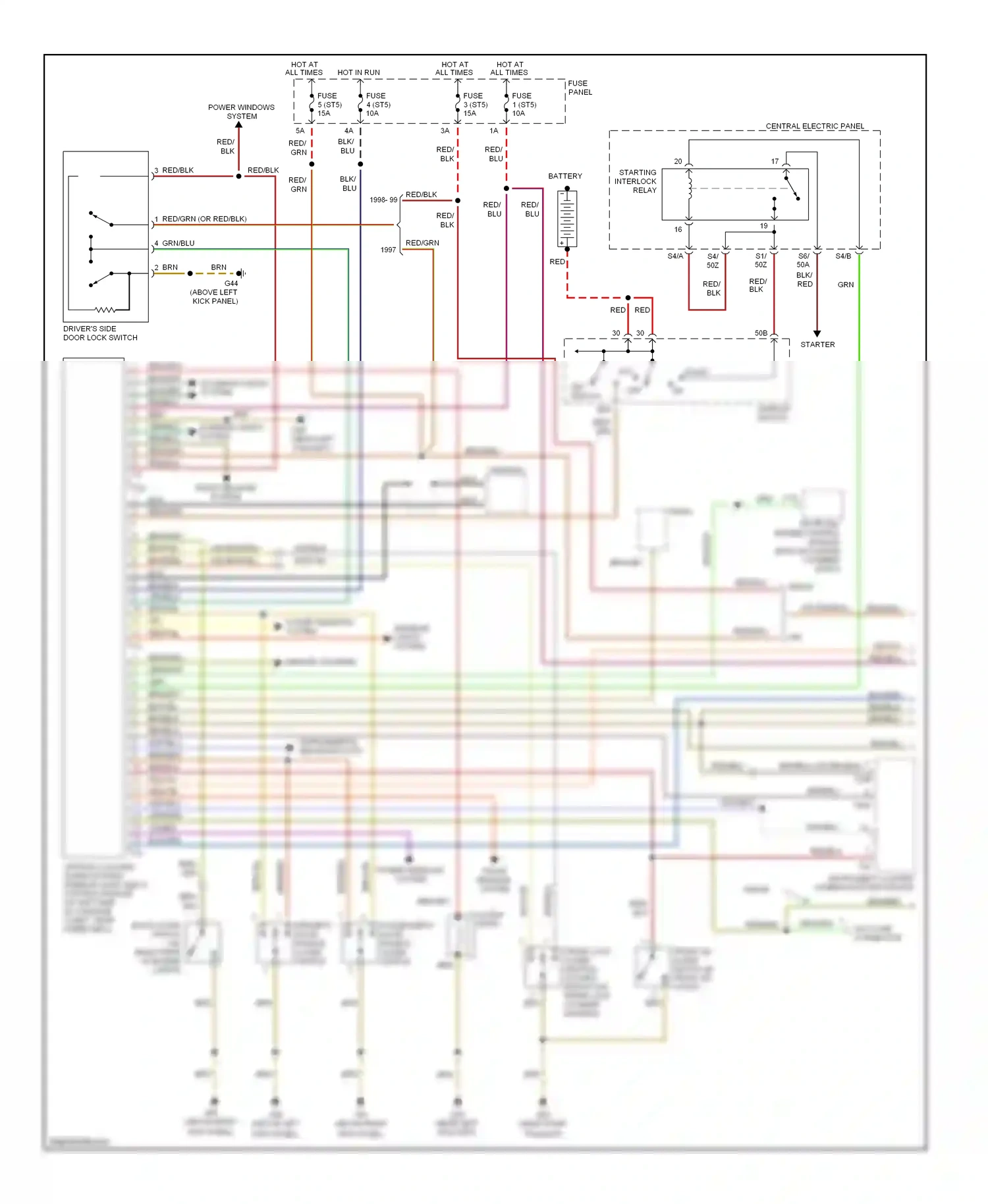 Audi A8 D2 (1994-1999) memory systems wiring diagram  (2 of 2)