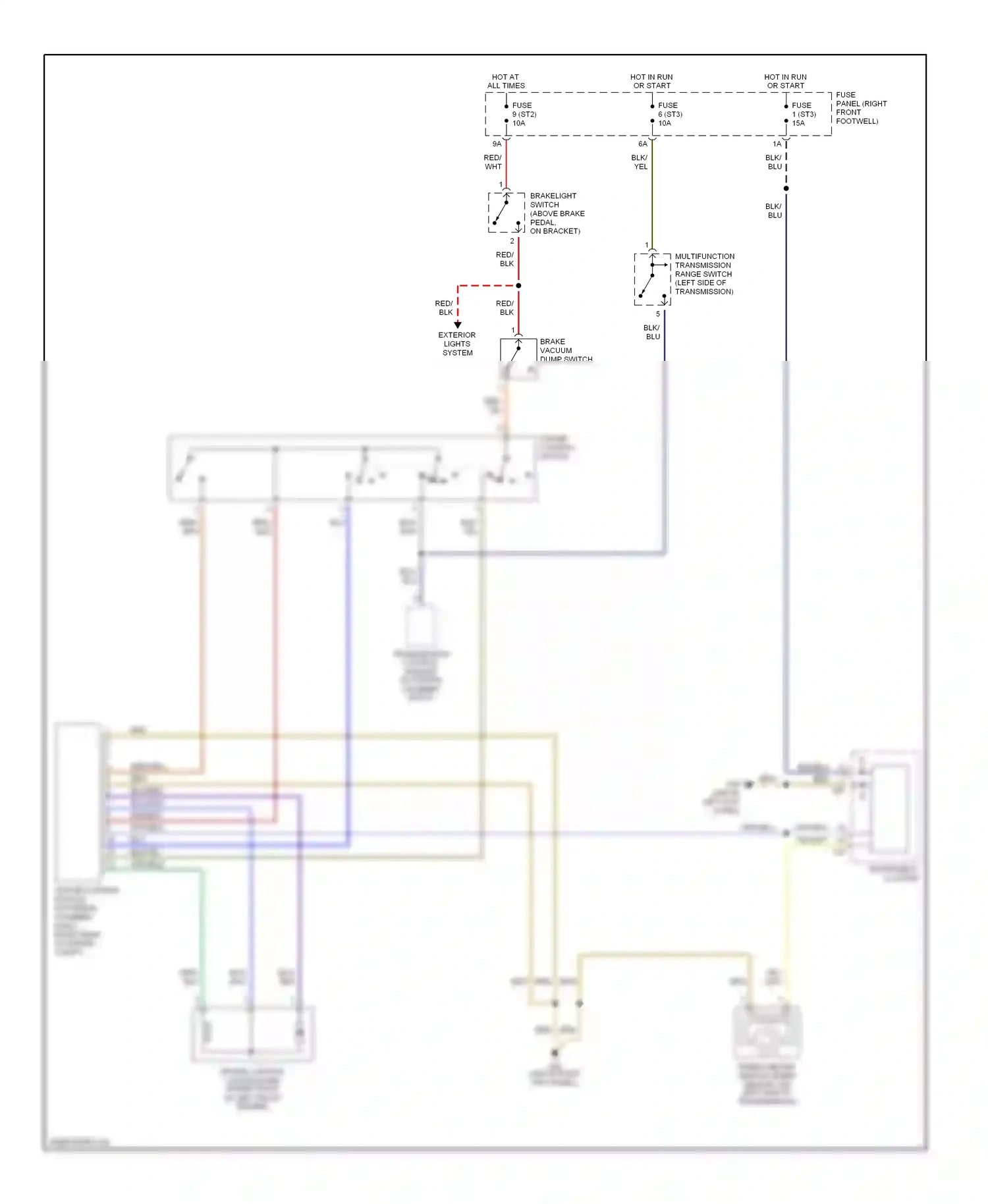 Audi A8 D2 (1994-1999) multifunction transmission range switch (left side of transmission) wiring diagram  (1 of 2)