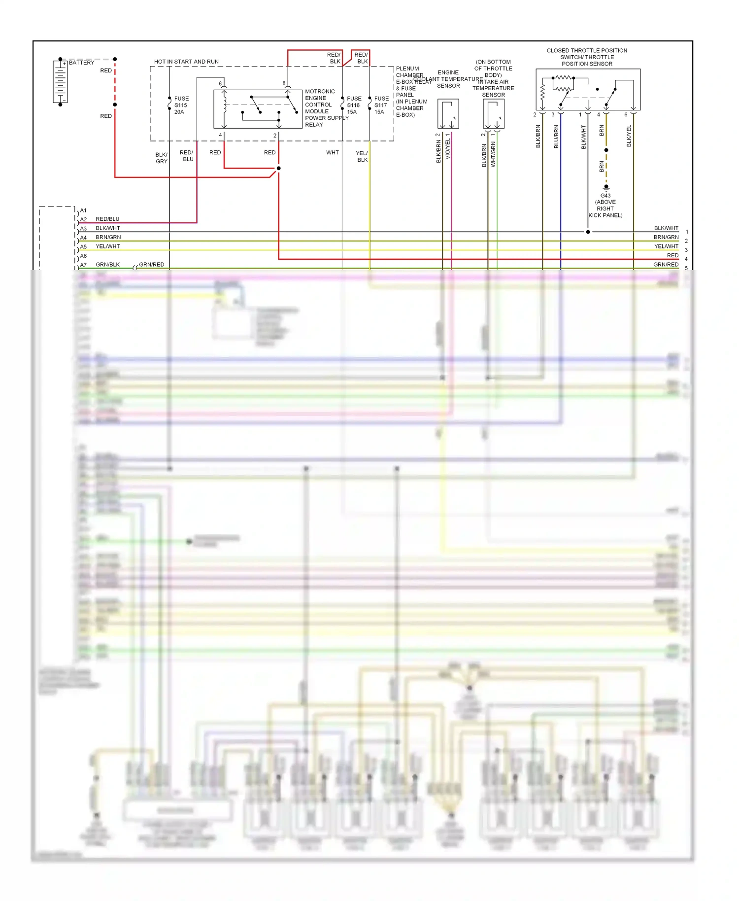 Audi A8 D2 (1994-1999) plenum chamber e-box relay & fuse panel (in plenum chamber e-box) wiring diagram  (1 of 1)